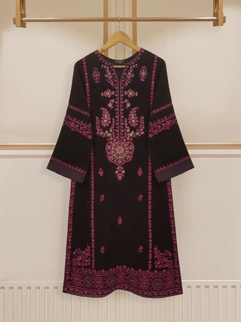 Agha Noor Velvet Embroidered Dress
