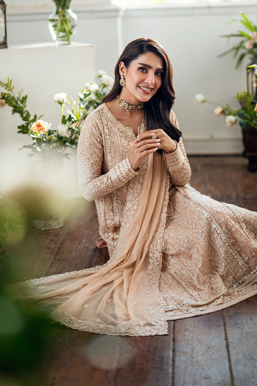 Azure Chiffon Embroidered Dress Latest Collection 2025