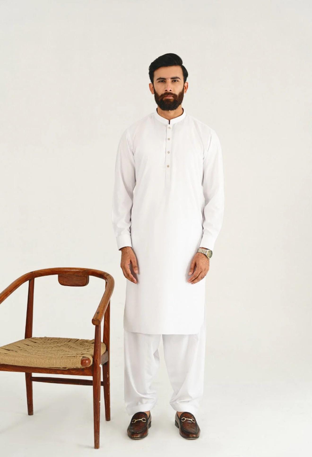 Agha Noor Men's Shalwar Kameez Pakistani Designer White