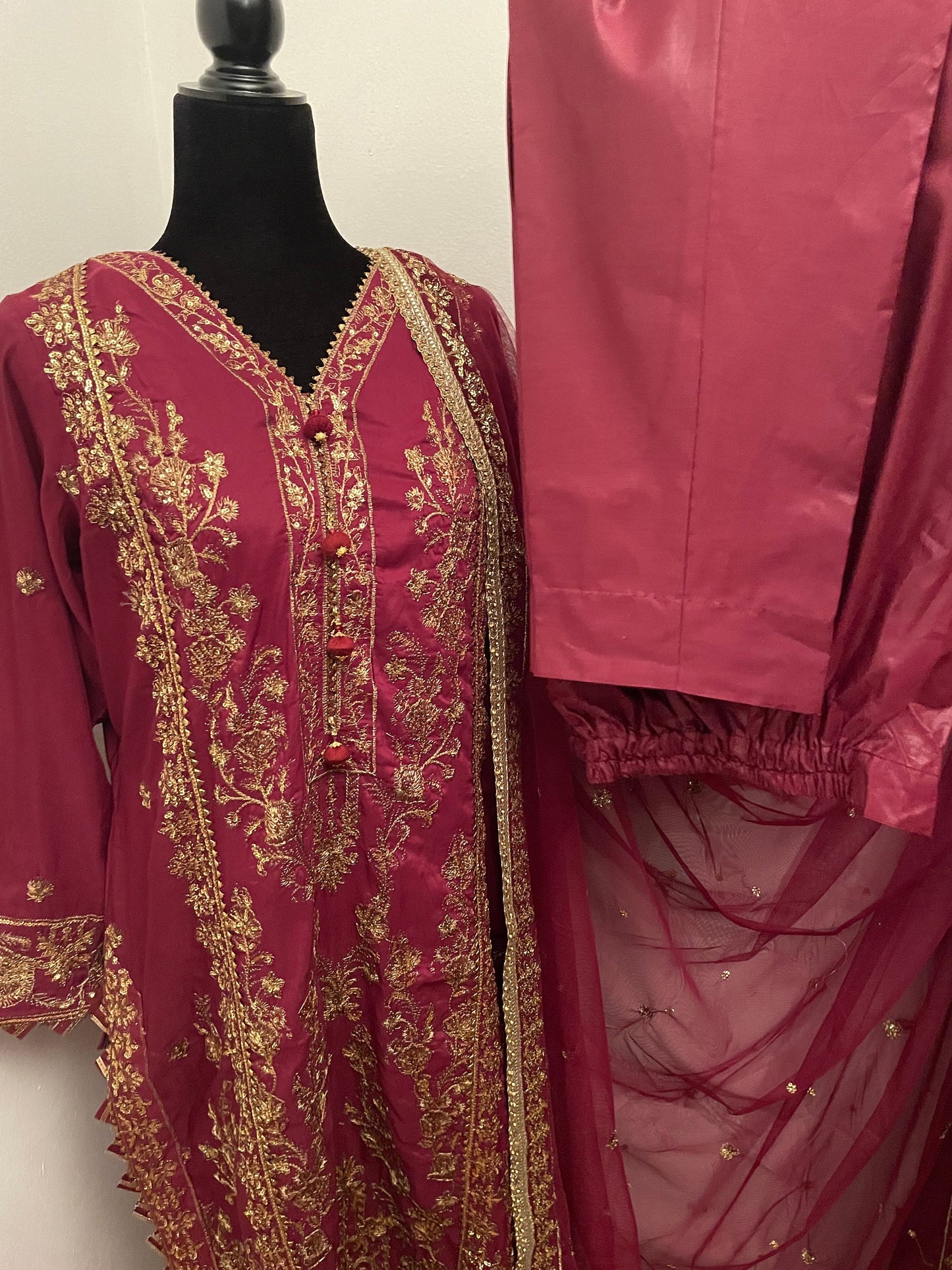 Asim Jofa Original Cotton Silk Embroidered Zari Sitara Collection Pakistani Designer Wear Size Medium