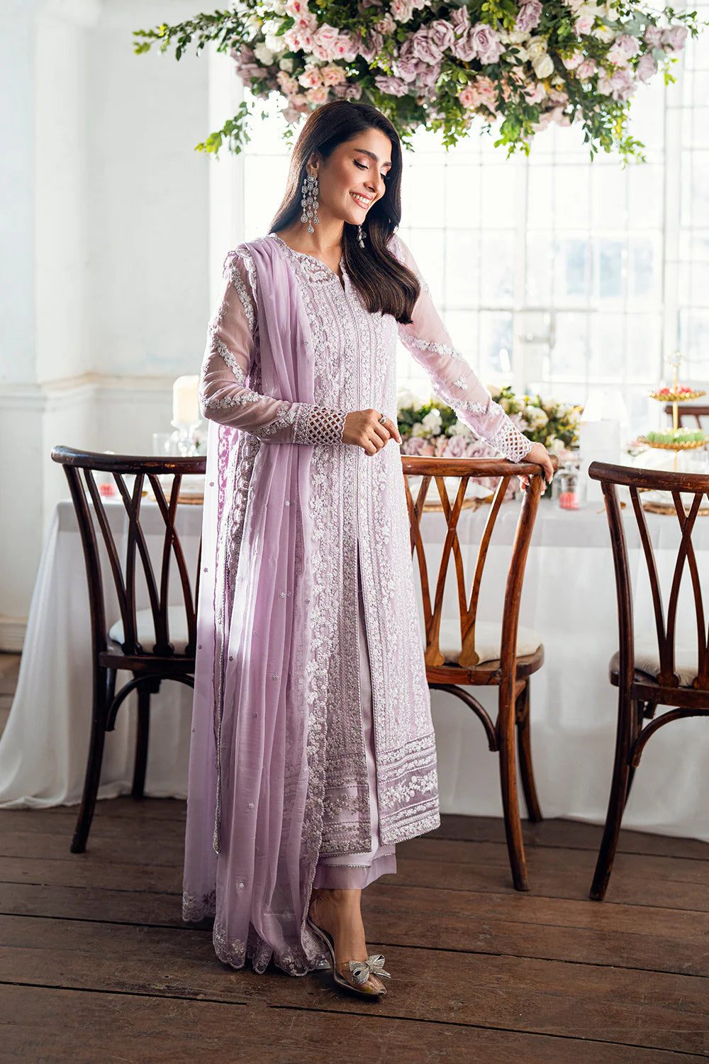Azure Chiffon Embroidered Dress Latest Collection 2025