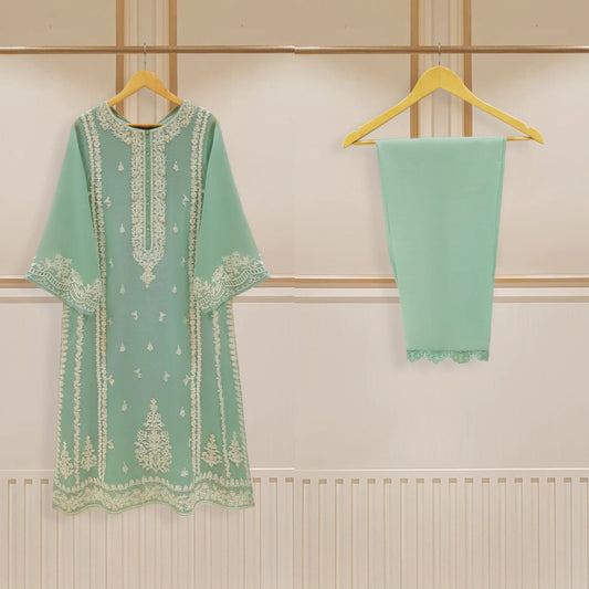 Agha Noor Cotton Net Embroidered Dress