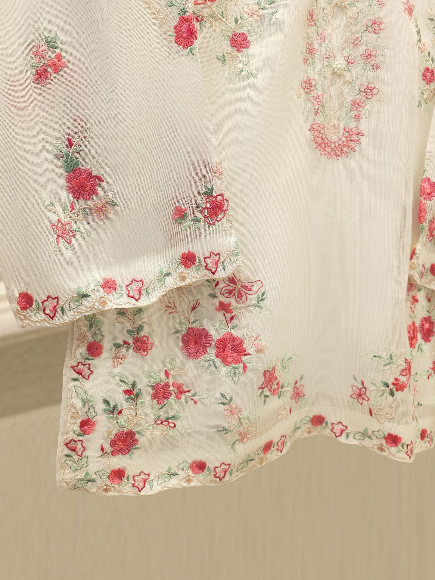 Agha Noor 3 Piece - Pure Embroidered Cotton Net Suit S111969