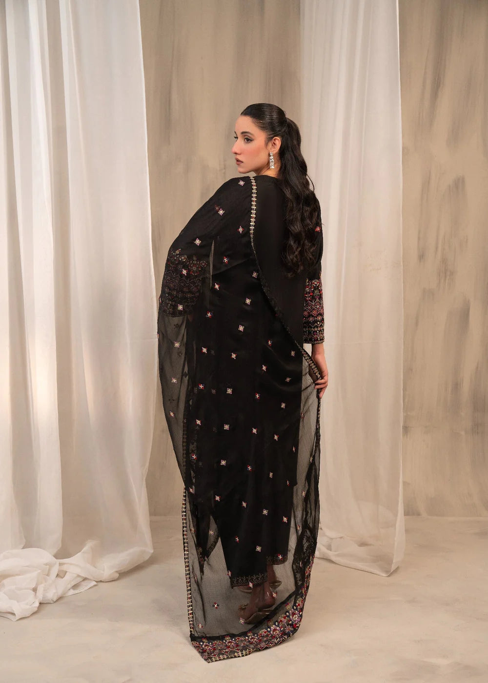 Linen Embroidered 3 Piece Dress