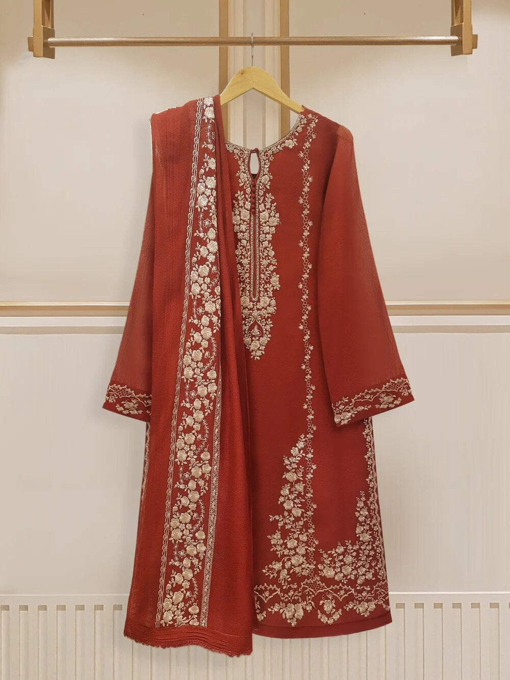 Agha Noor Original 3 Piece Pure Cotton Net Dress