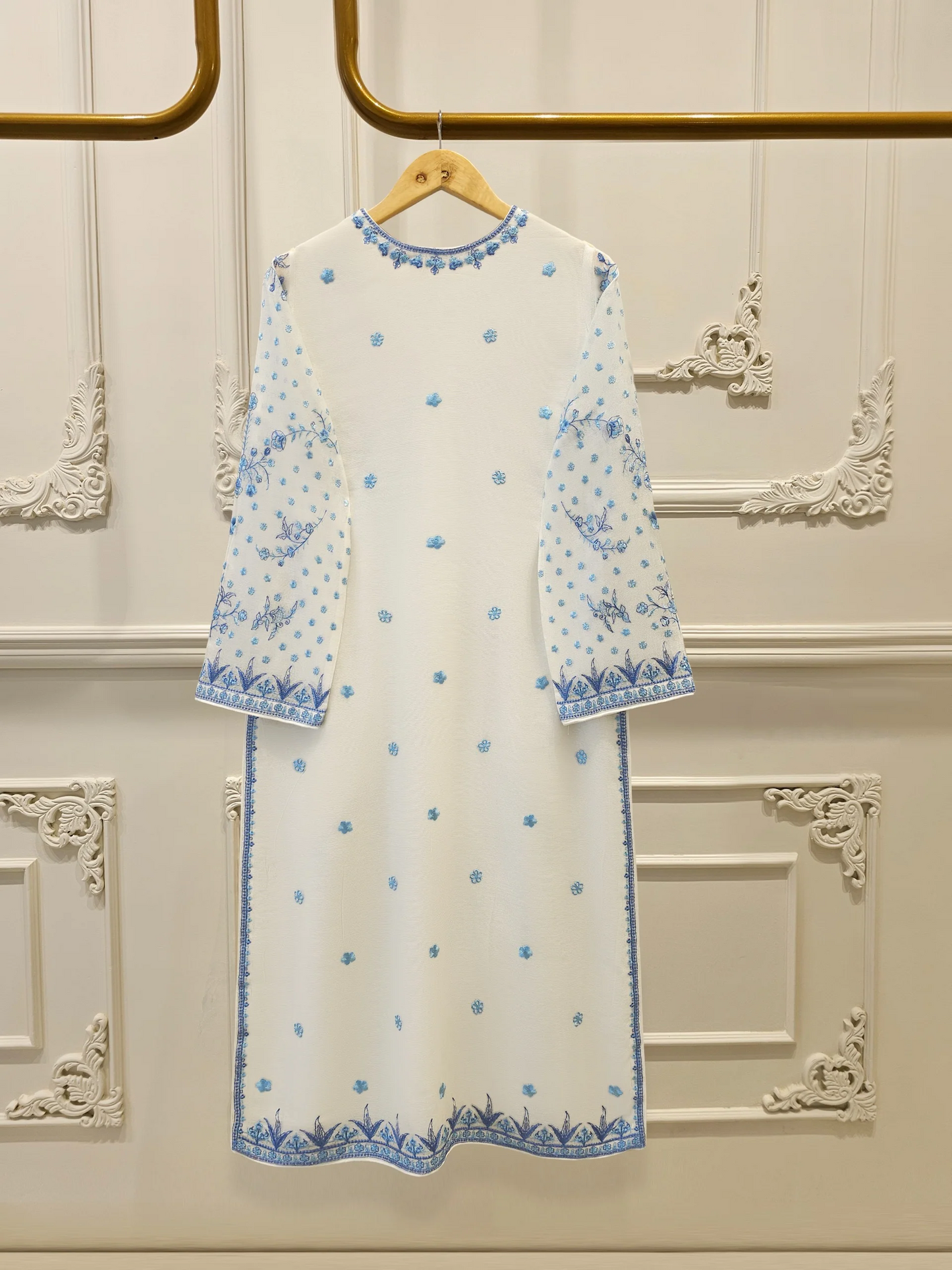 Agha Noor 3 Piece - Pure Embroidered Cotton Net Suit S111972
