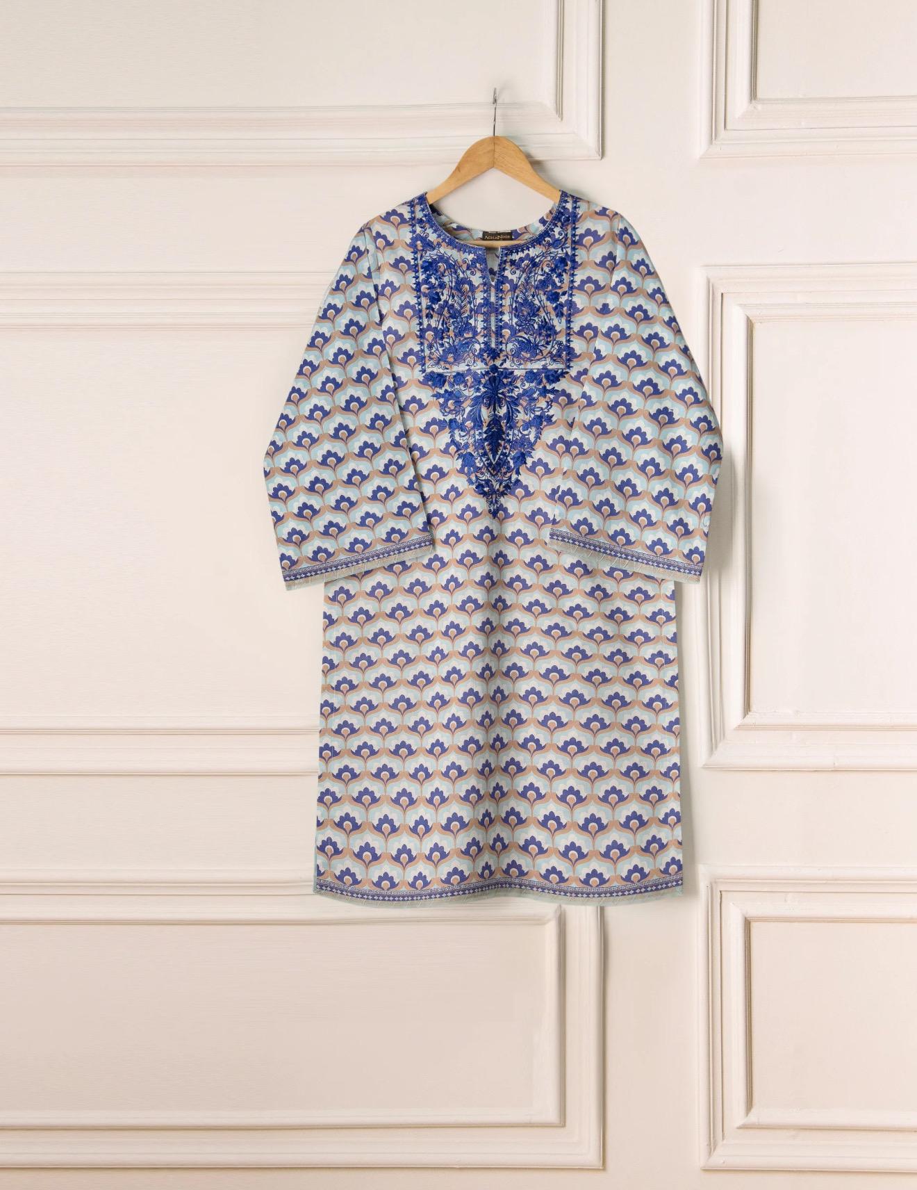 Agha Noor 2 Piece Cotton Embroidered Shirt & Dupatta