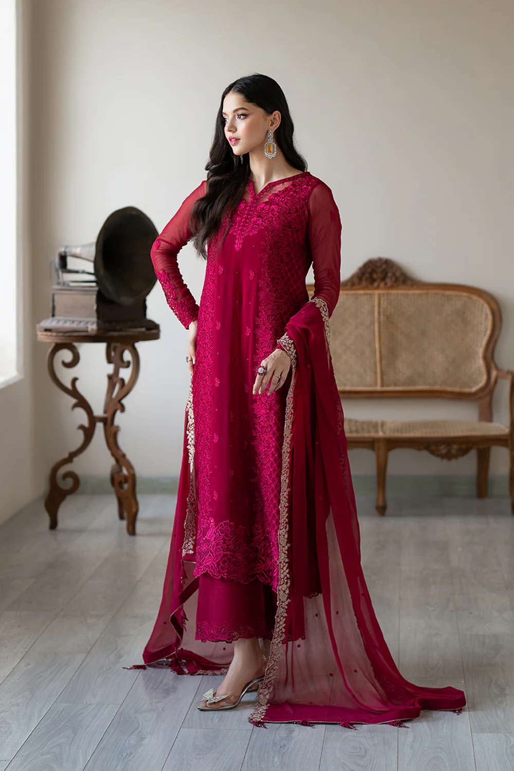 Azure Chiffon Embroidered Dress Latest Collection 2025