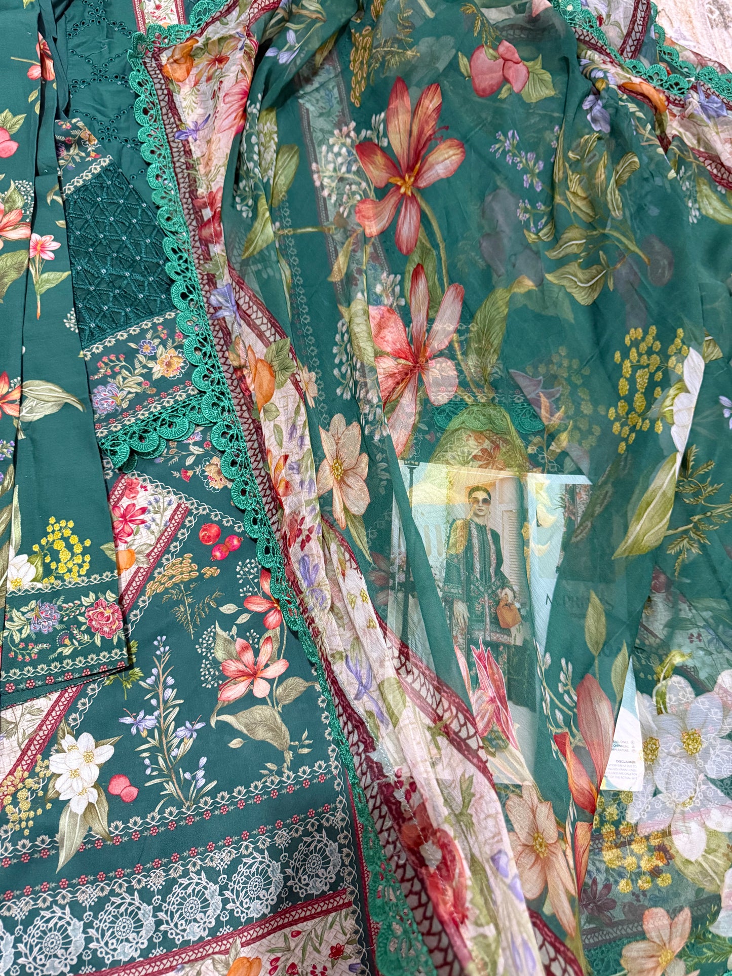 Maria B M Prints 3 Piece Stitched Embroidered Lawn Suit | MPT-2610-A