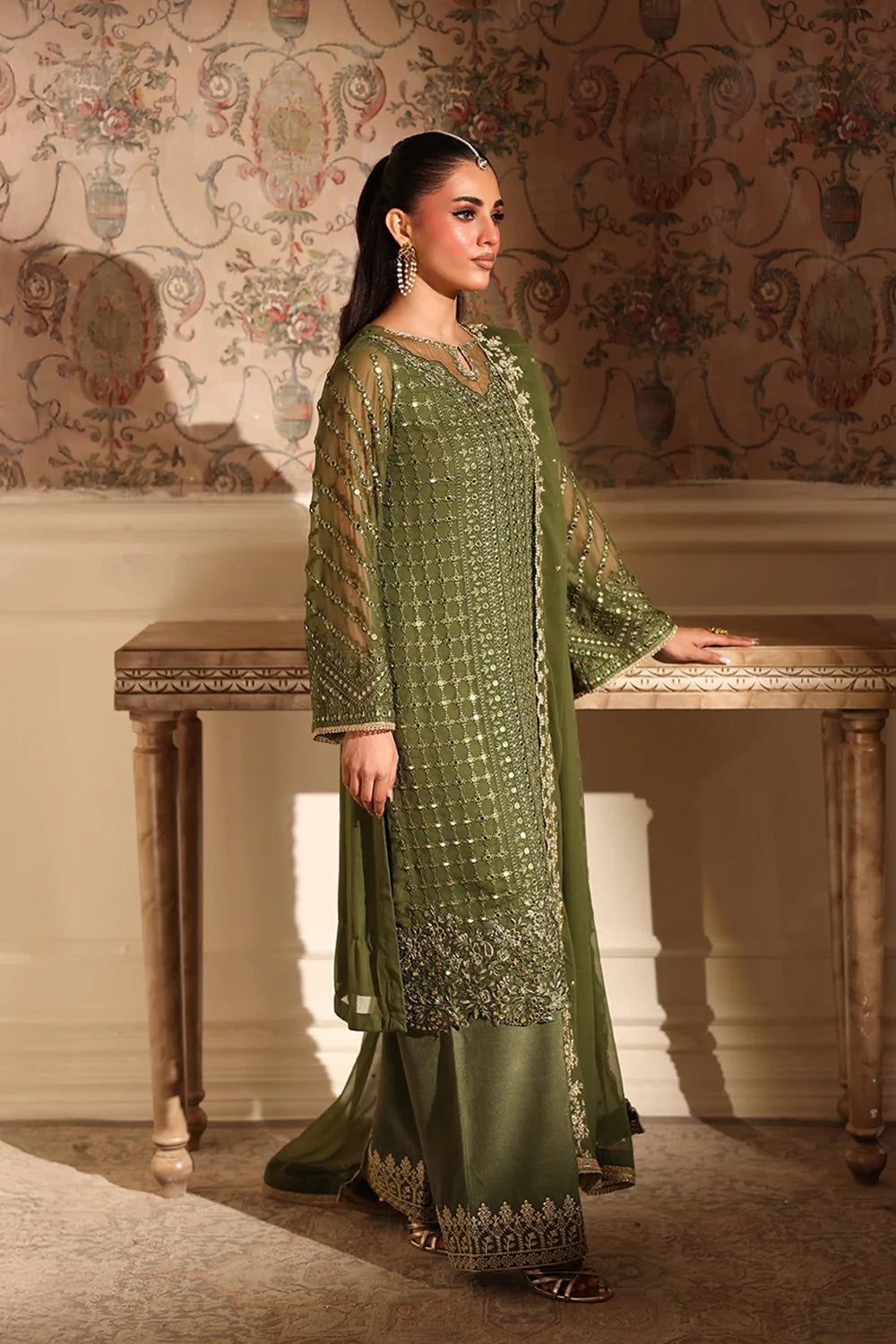 Azure Latest Collection Chiffon Embroidered Dress
