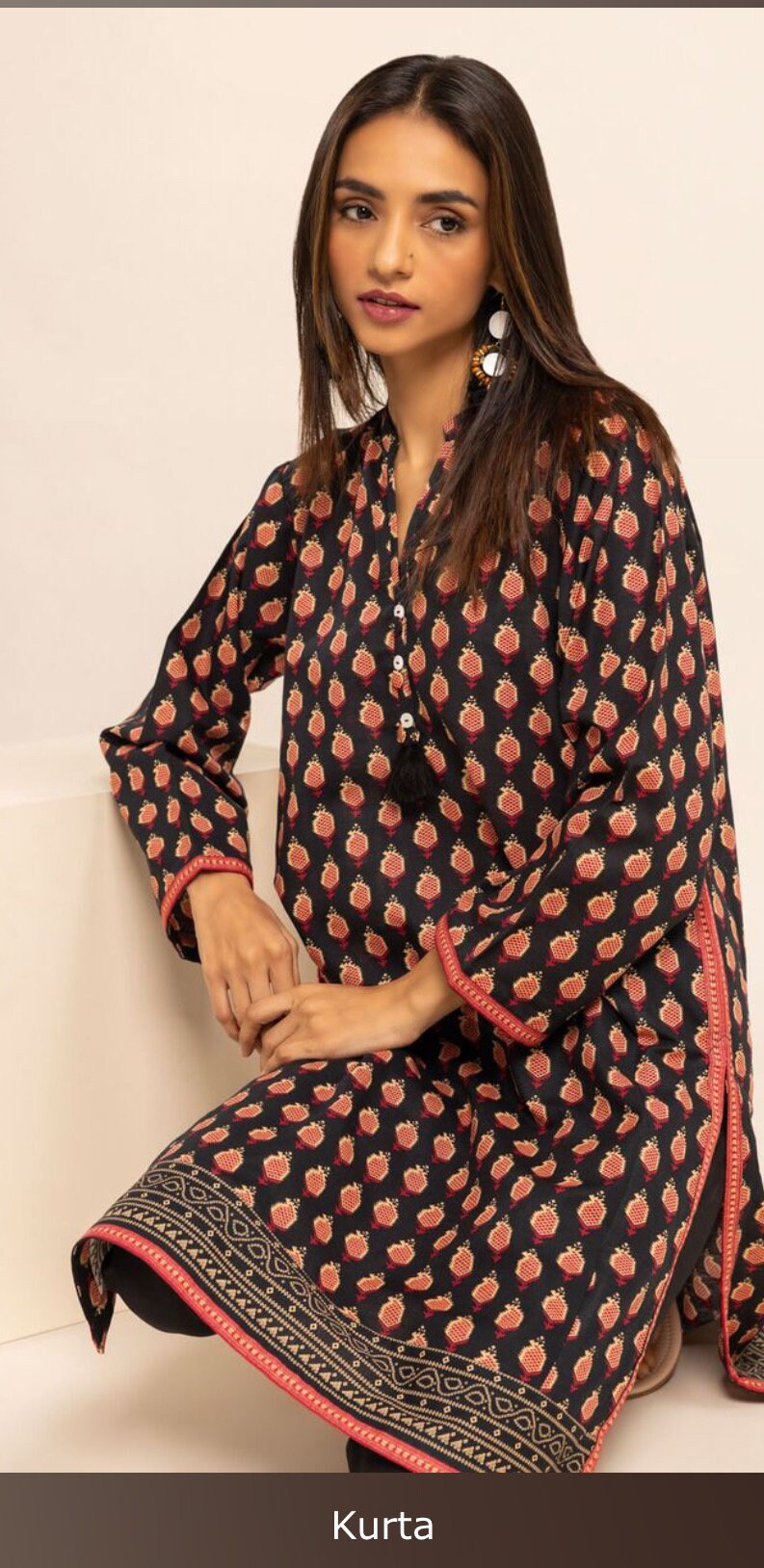 Khaadi Brand Original Printed Soft Khaddar Kurta Shirt Pakistani Indian Designer Wear