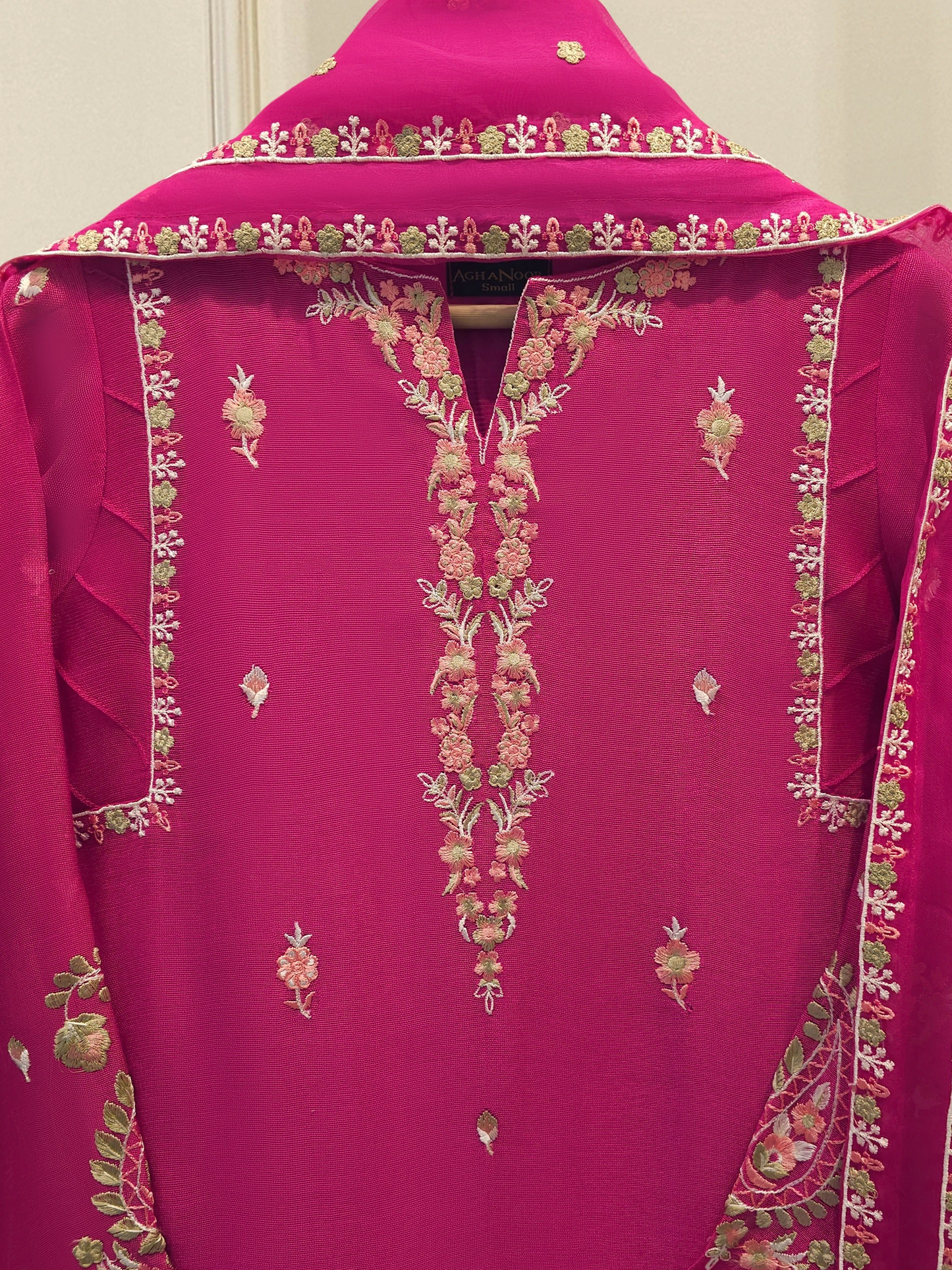 Agha Noor 3 Piece - Pure Embroidered Cotton Net Suit S112196