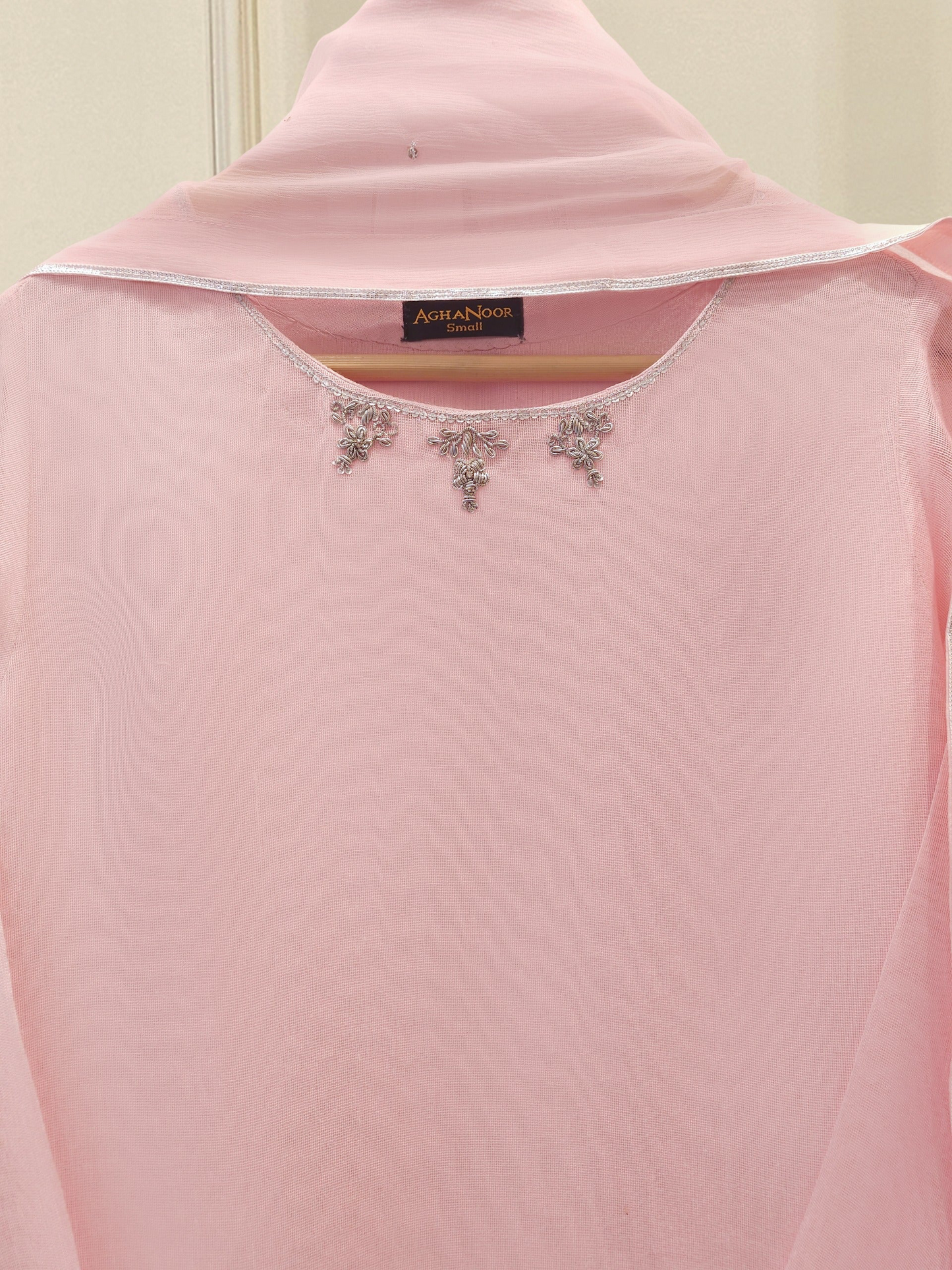Agha Noor 3 Piece - Pure Embroidered Cotton Net Suit S111909