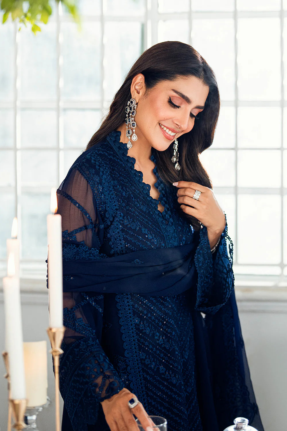 Azure Chiffon Embroidered Dress Latest Collection 2025