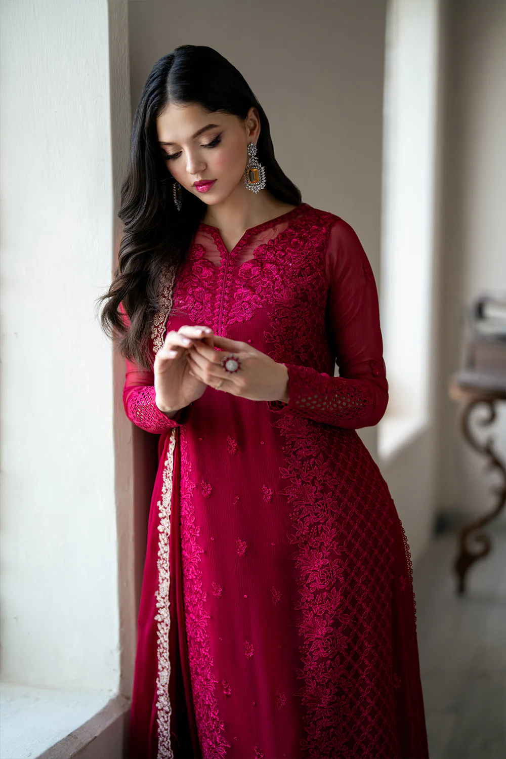 Azure Chiffon Embroidered Dress Latest Collection 2025