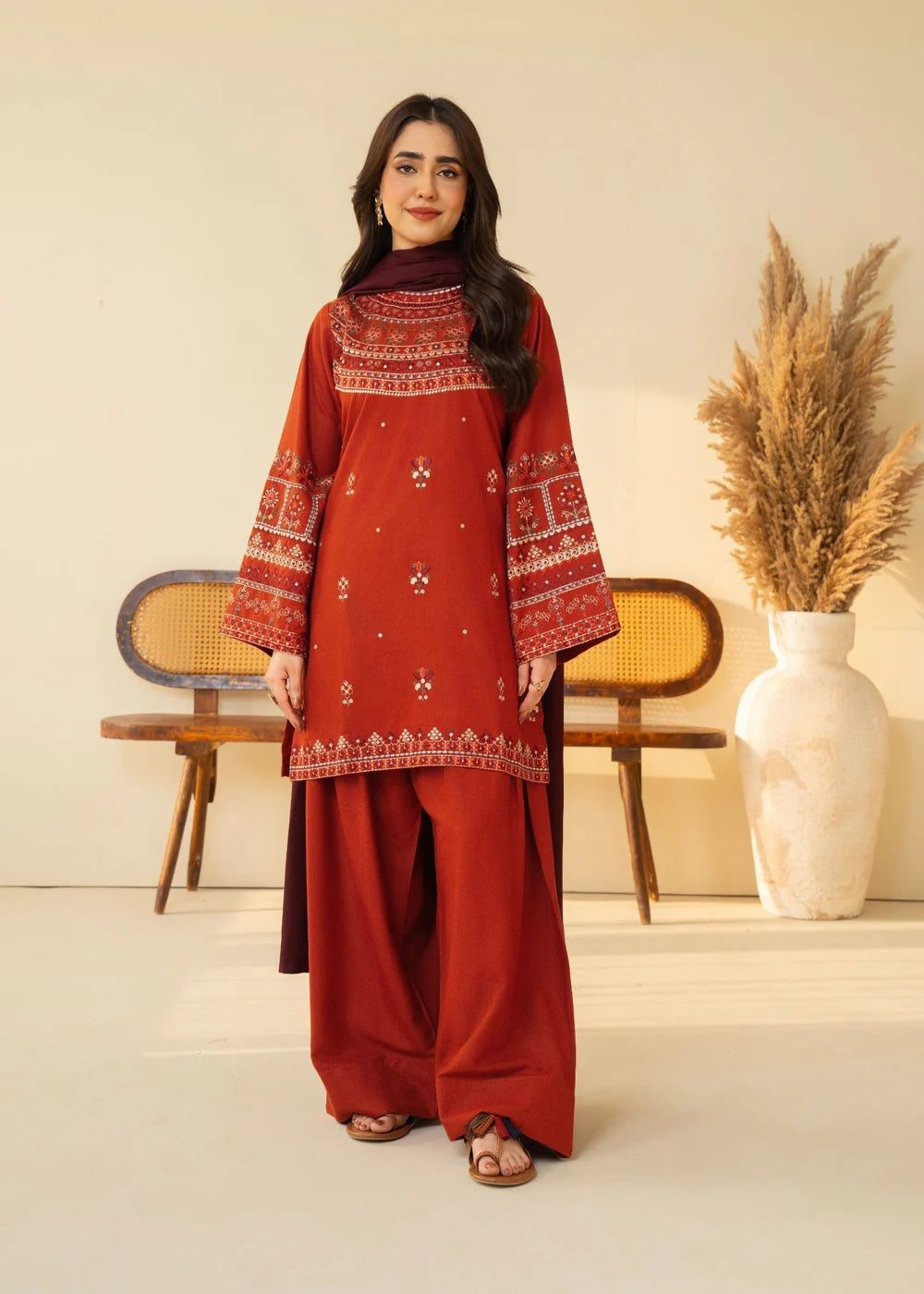 Marina Farshi Shalwar Suit Embroidered Dress