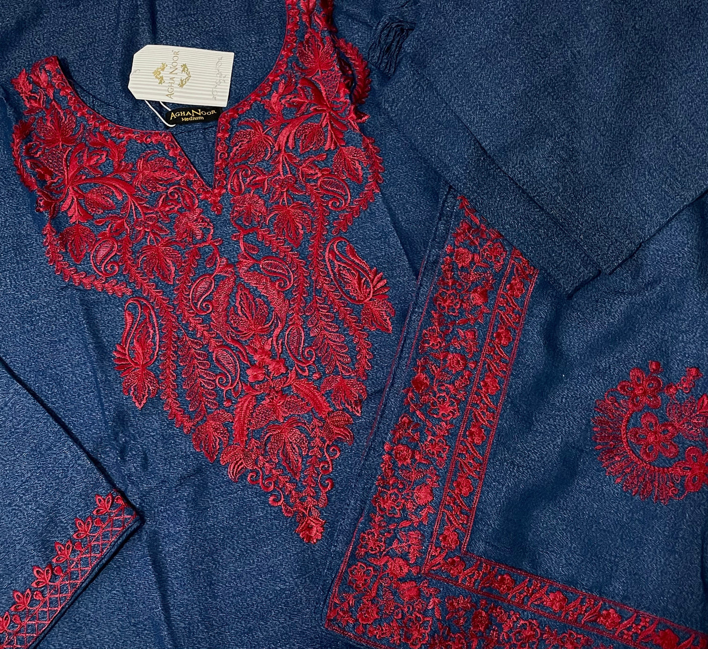 Agha Noor 3 Piece Karandi Embroidered