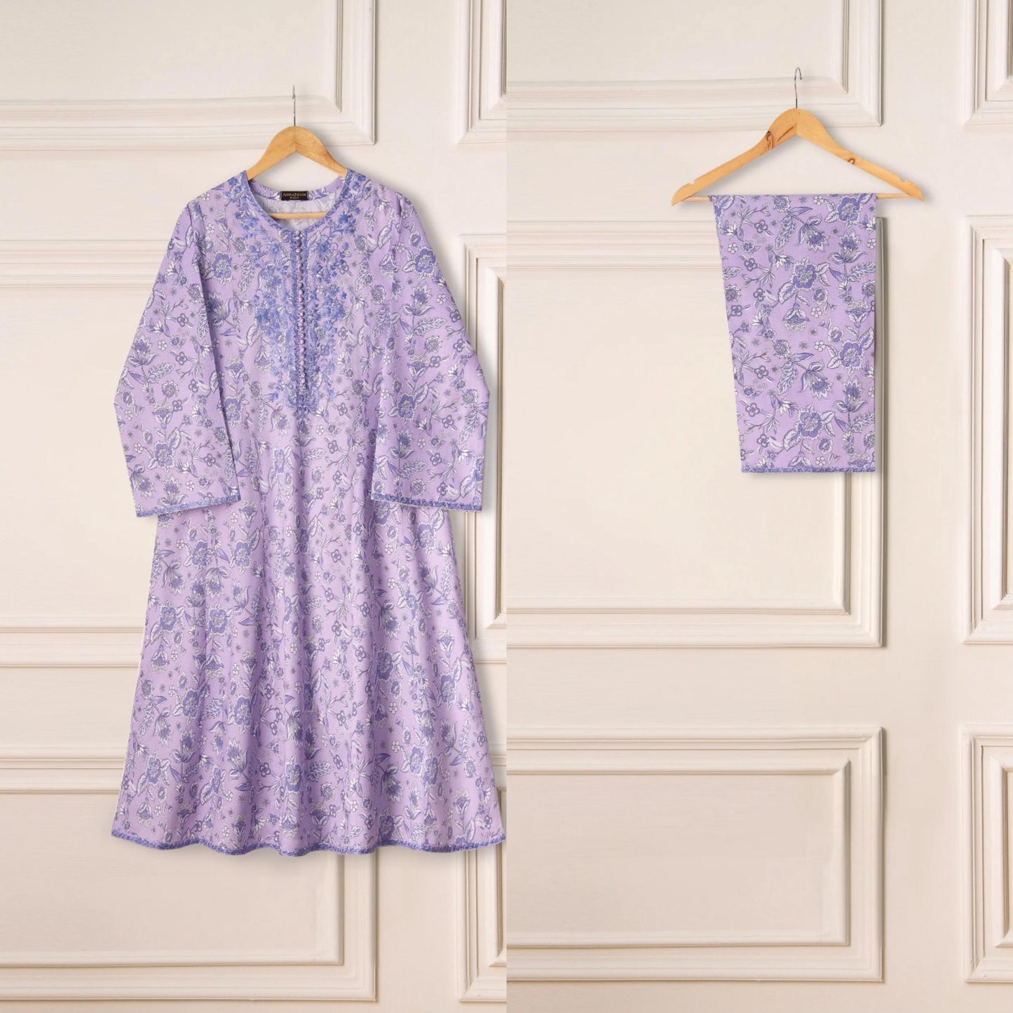 Agha Noor 2 Piece Cotton Embroidered Shirt & Pant