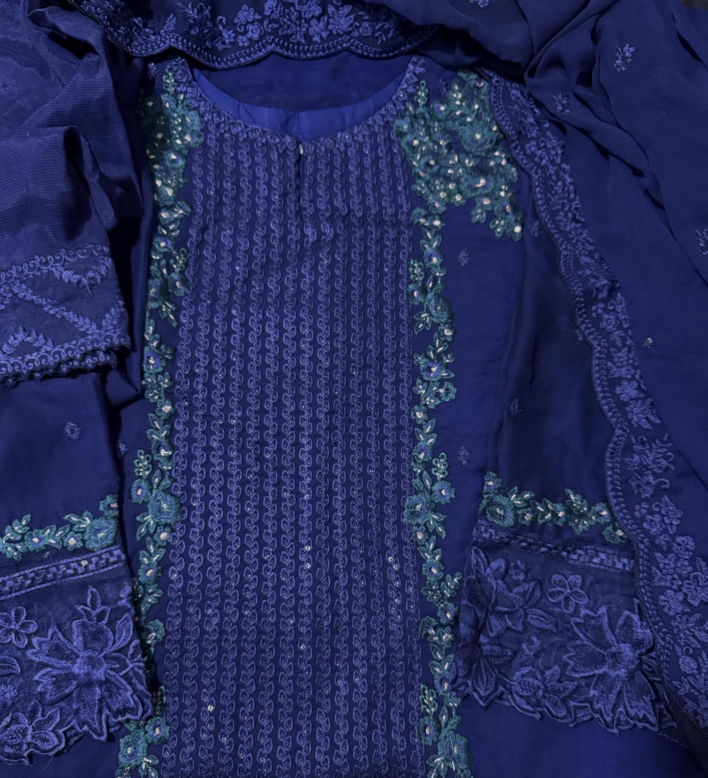 Azure Ensembles Collection 2025 Chiffon Embroidered Dress