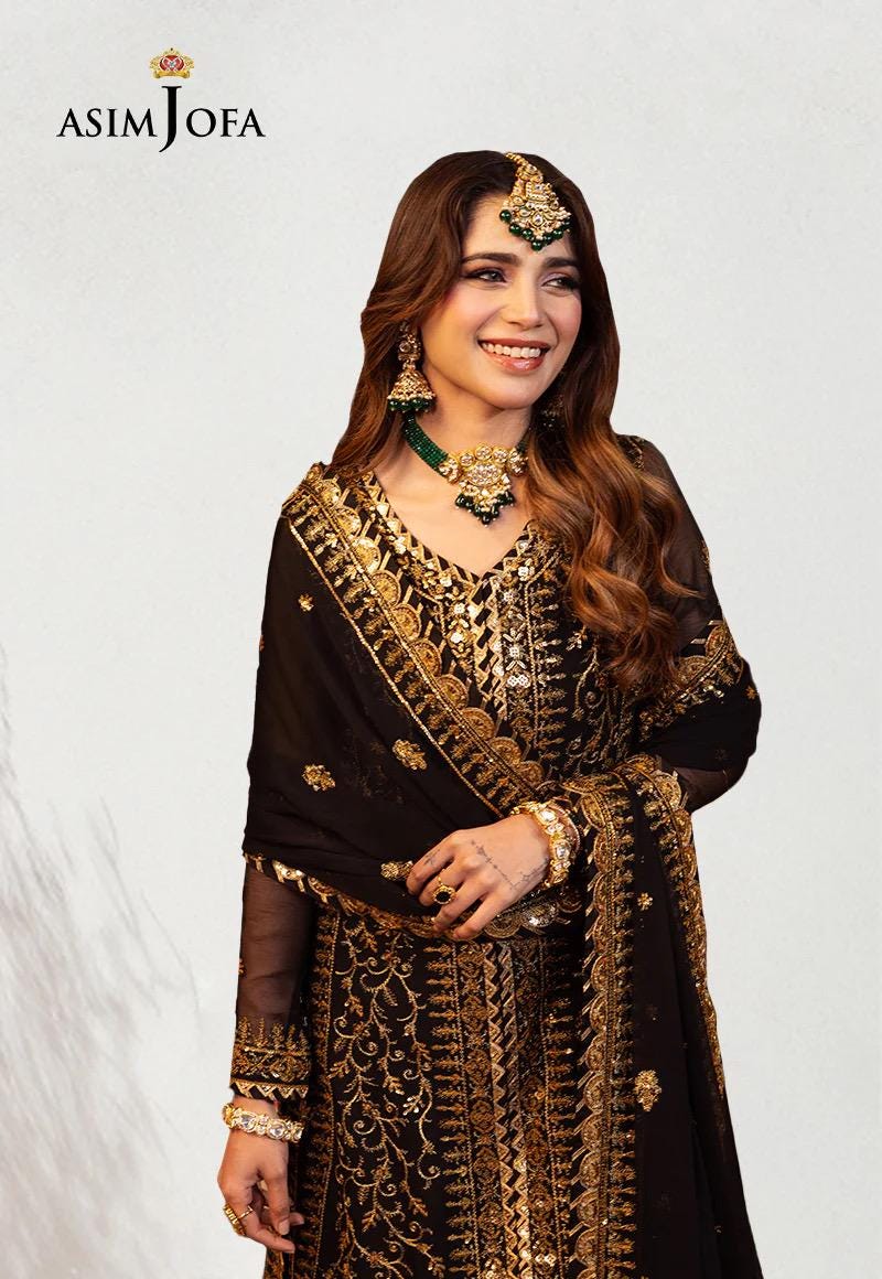 Asim Jofa Original Chiffon Embroidered Dress Pakistani Designer Wear