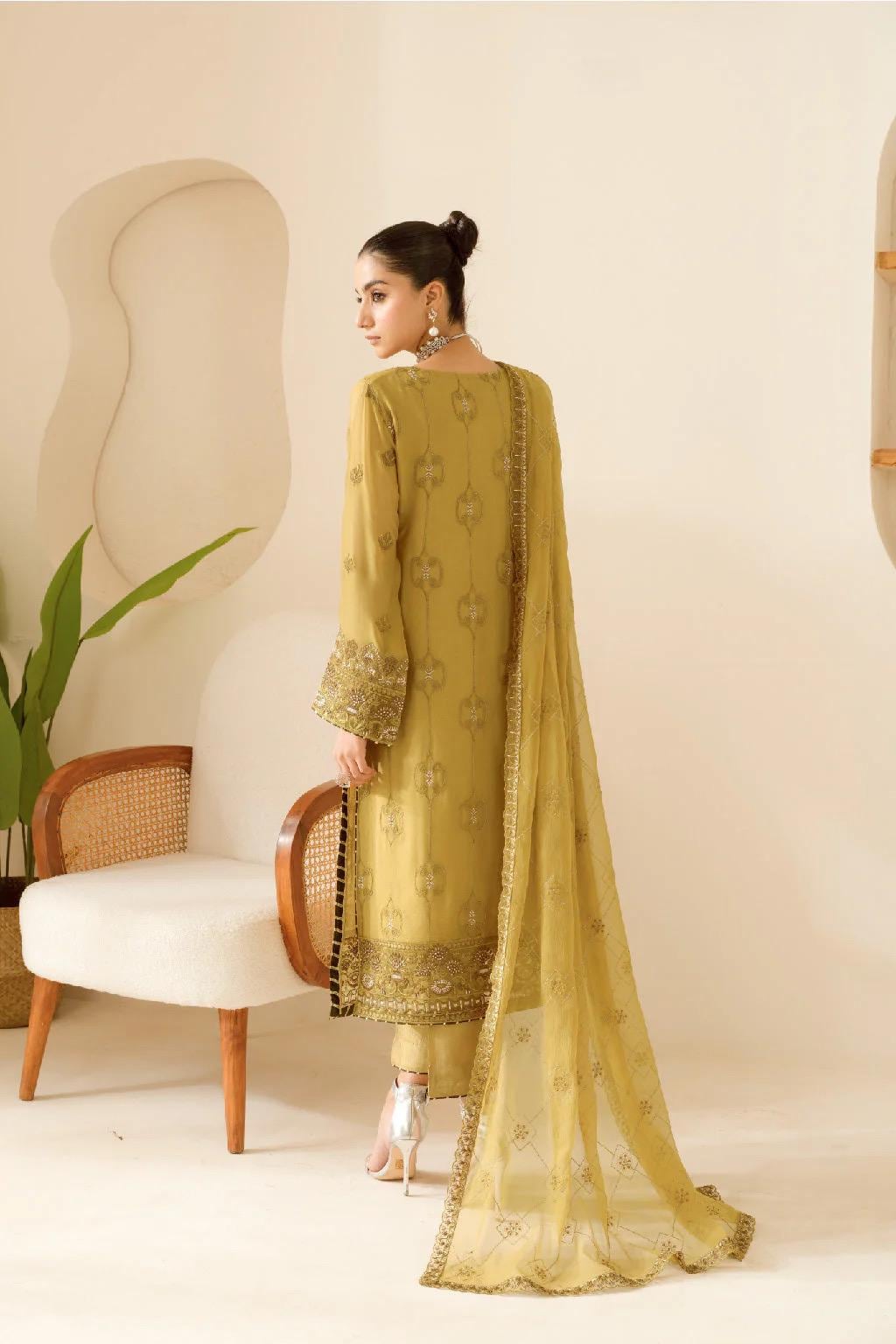 Chiffon Embroidered 3 Piece Stitched Dress Pakistani Designer Wear