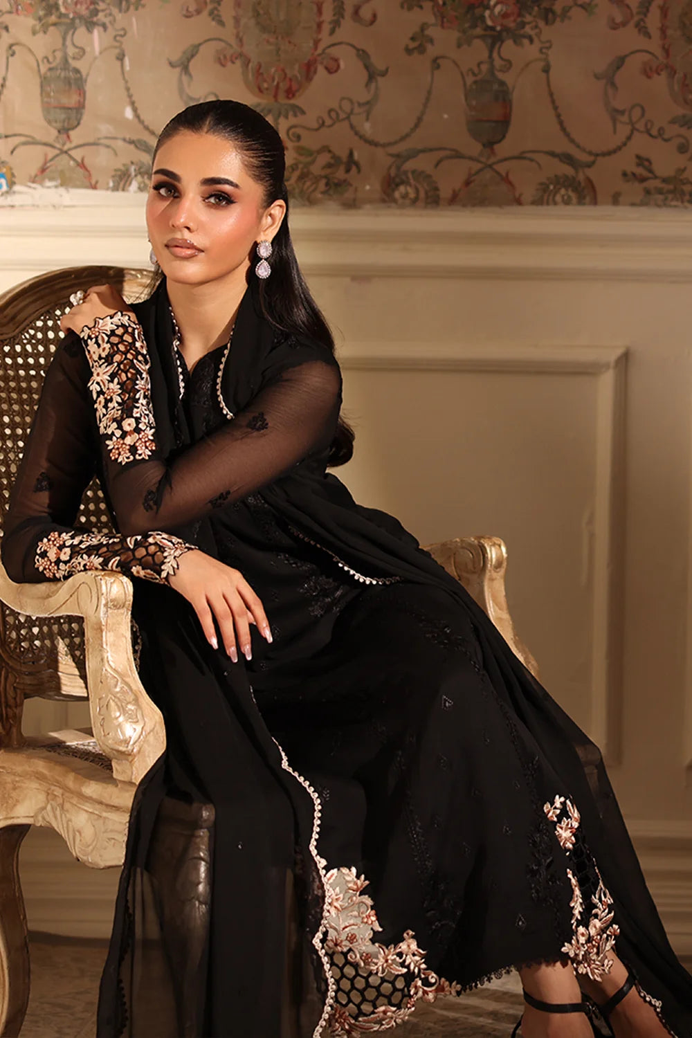 Azure Latest Collection Chiffon Embroidered Dress