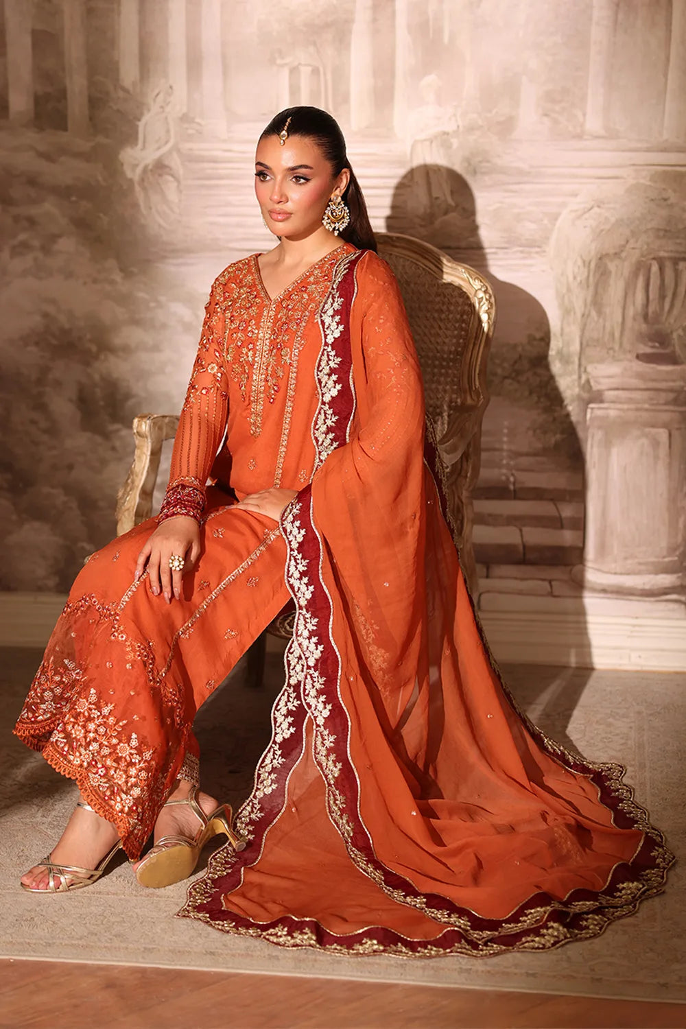 Azure Latest Collection Chiffon Embroidered Dress