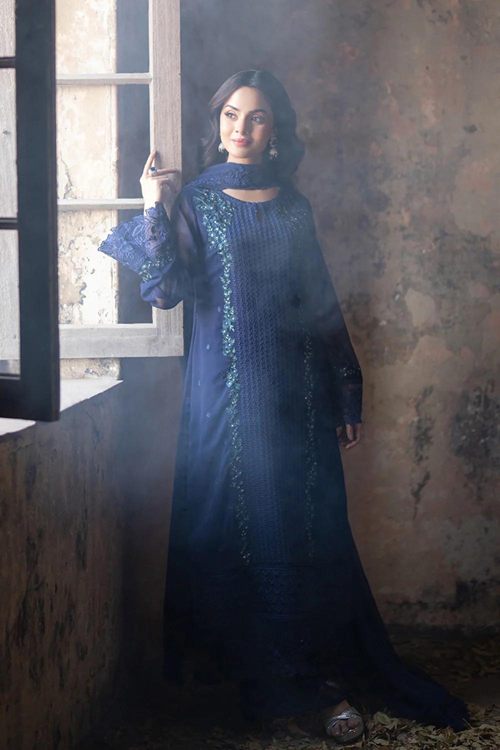 Azure Ensembles Collection 2025 Chiffon Embroidered Dress