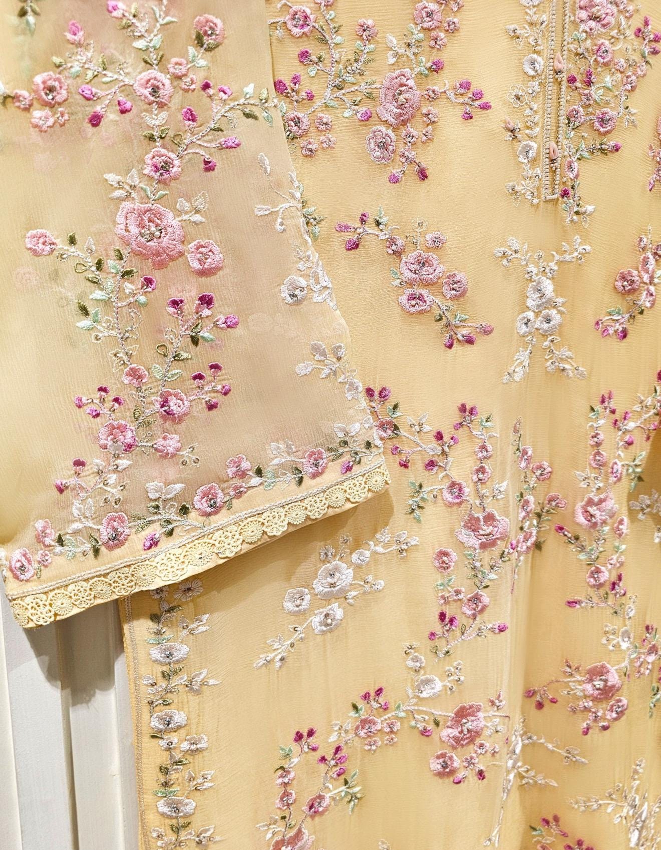 Agha Noor Dress Original Pure 3 Piece Chiffon Embroidered