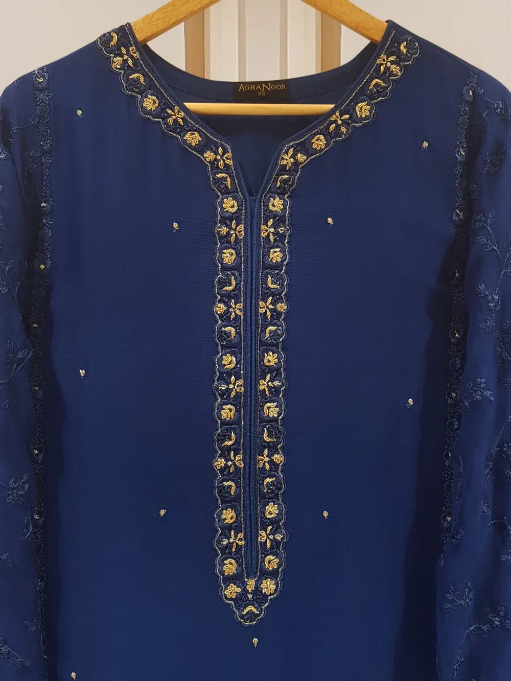 Agha Noor 3 Piece Pure Chiffon Embroidered Dress