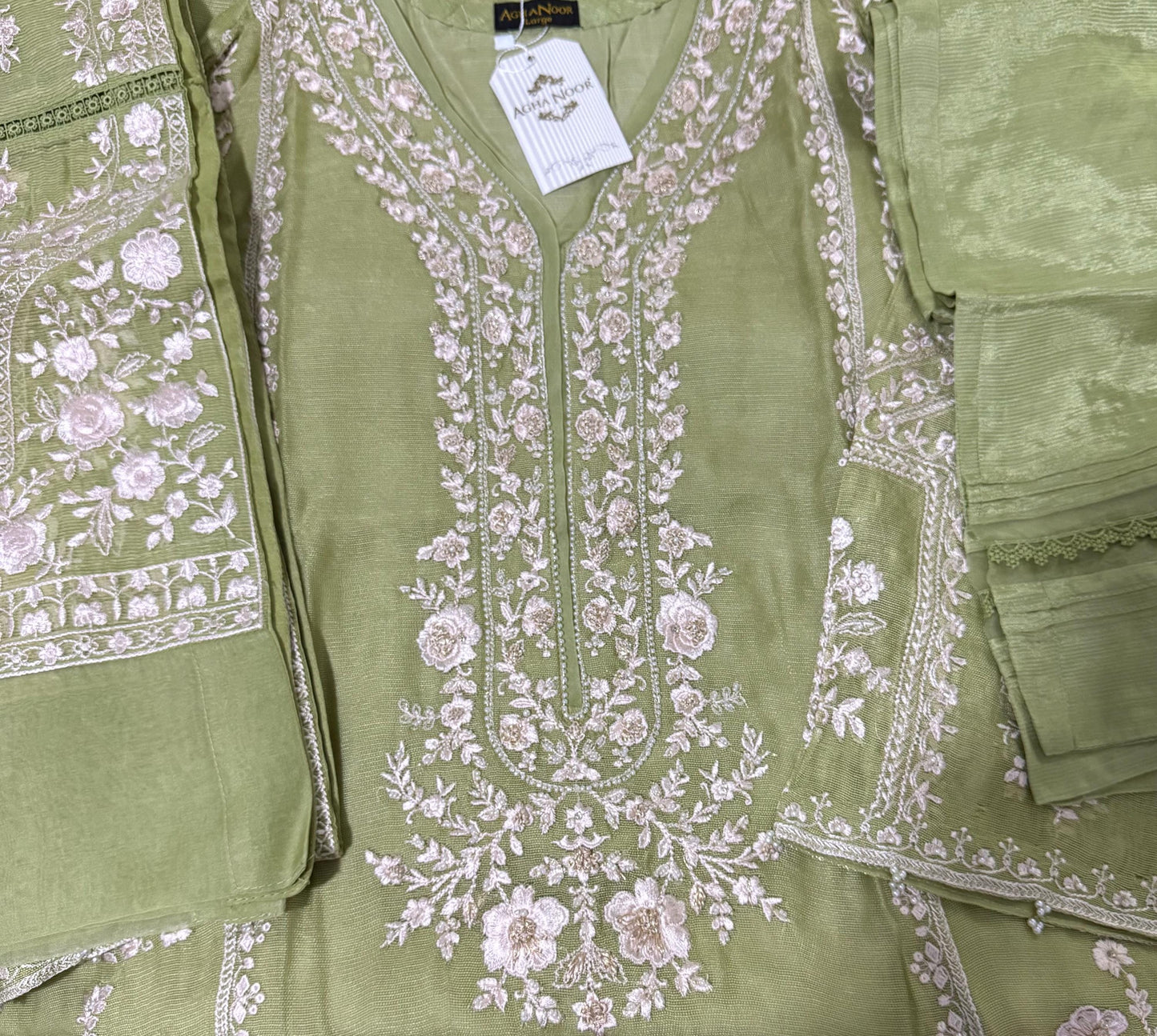 Agha Noor Dress Original 3 Piece Pure Cotton Net Dress