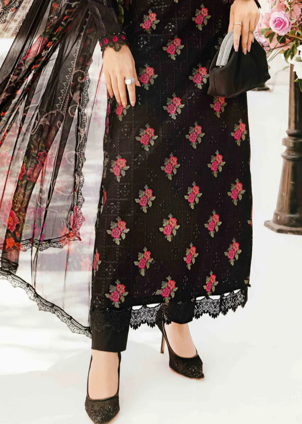 Maria B M Prints 3 Stitched Embroidered Lawn Suit | MPT-2601-B