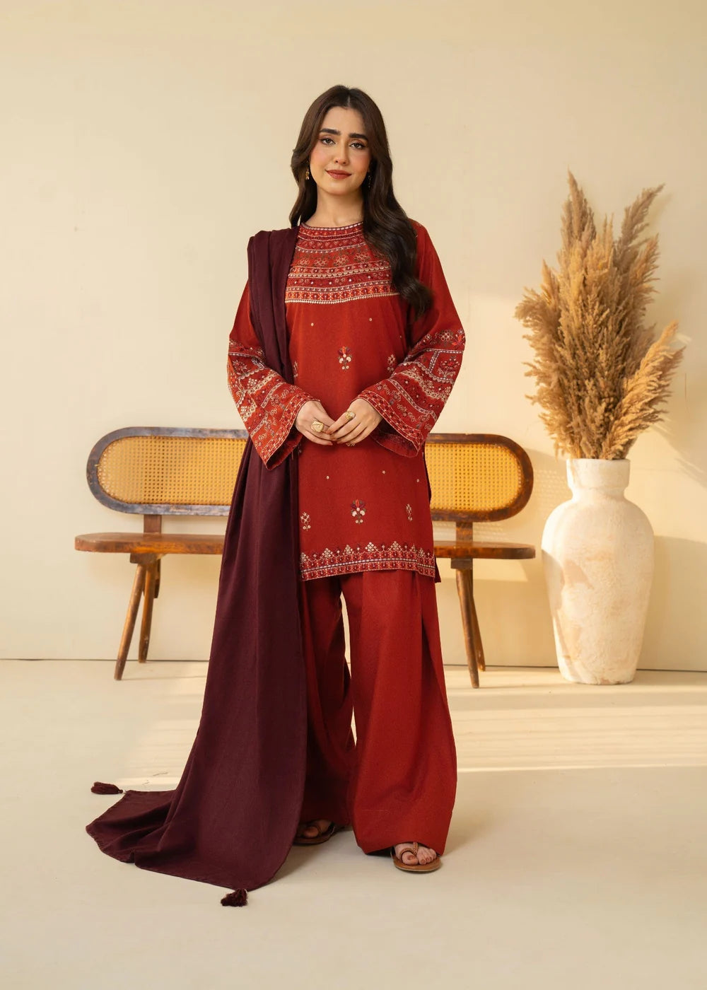 Marina Farshi Shalwar Suit Embroidered Dress