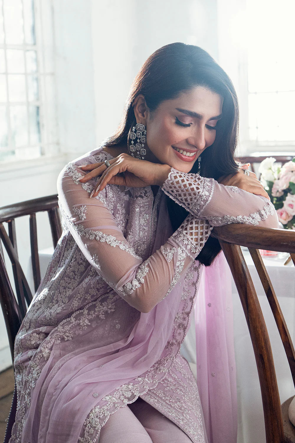 Azure Chiffon Embroidered Dress Latest Collection 2025