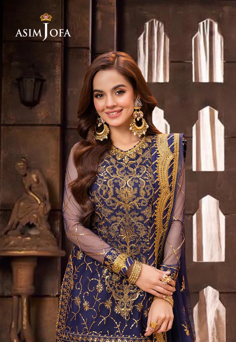 Asim Jofa Original Net Embroidered Dress Pakistani Designer Wear