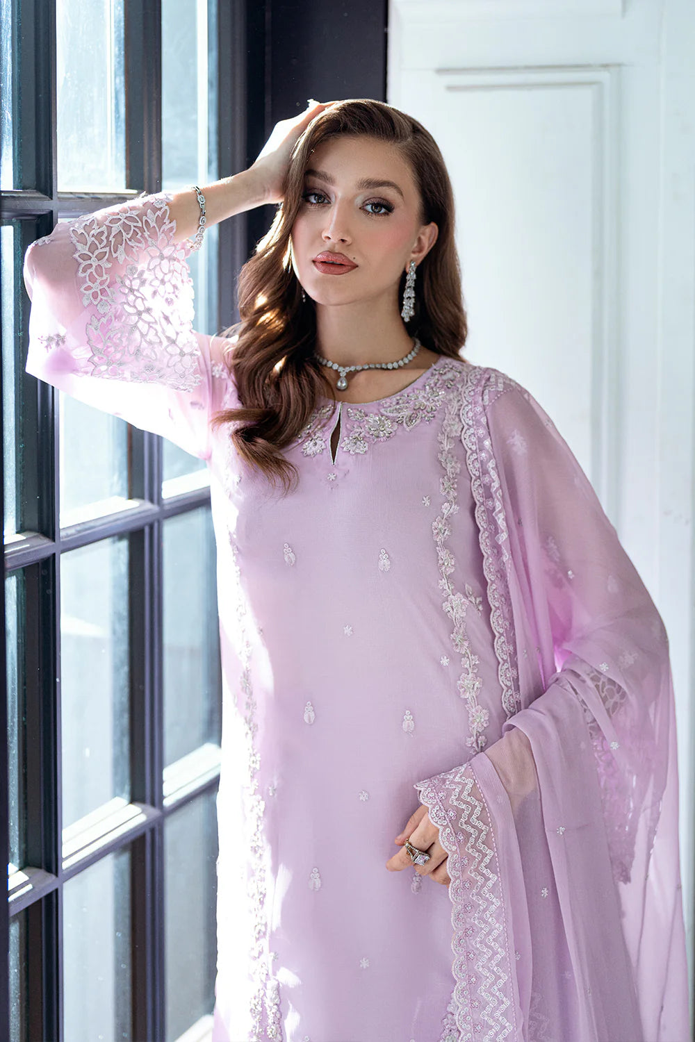 Azure Chiffon Embroidered Dress Latest Collection 2025