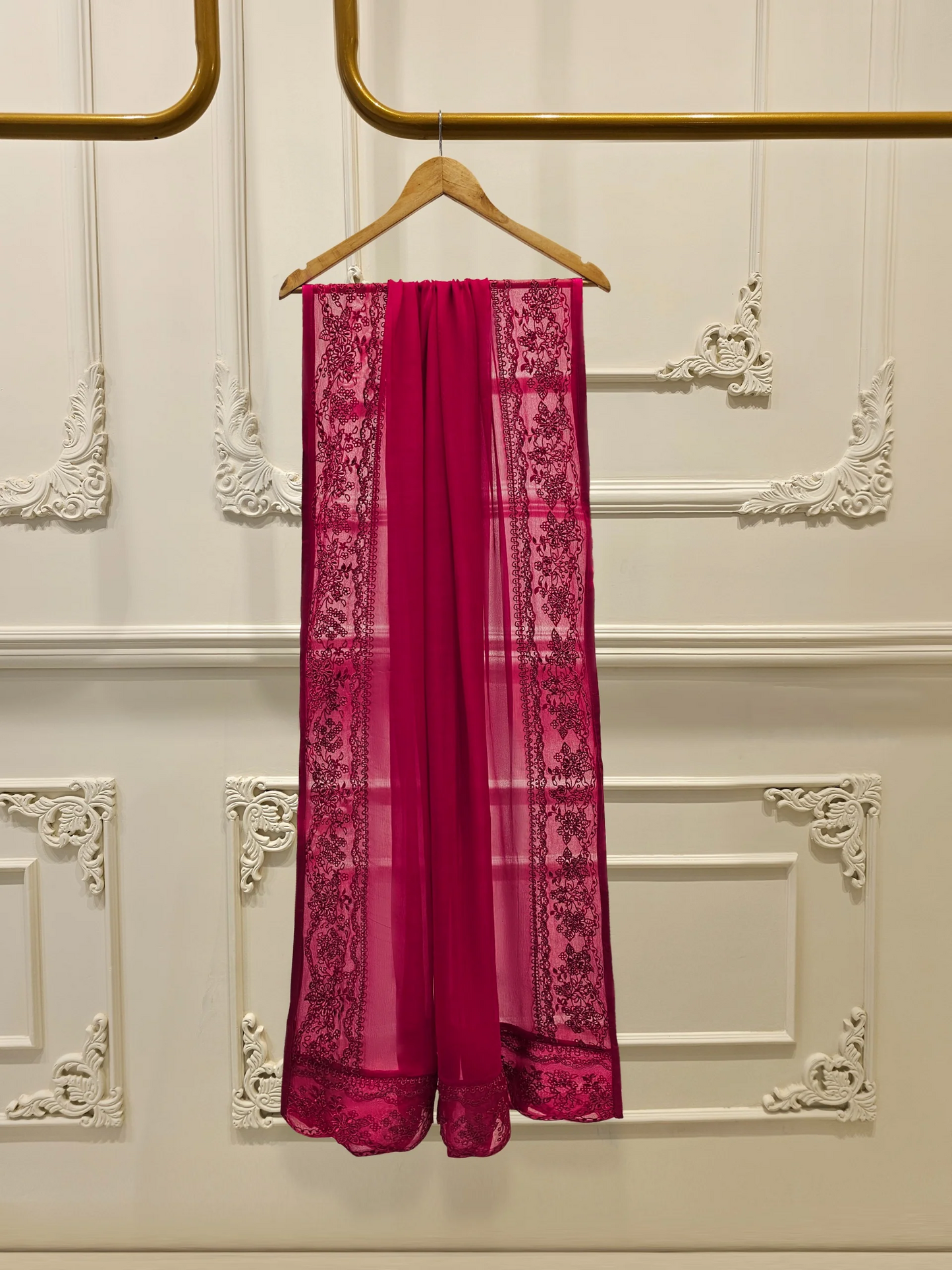 Agha Noor 3 Piece - Pure Chiffon Embroidered Dress S111641