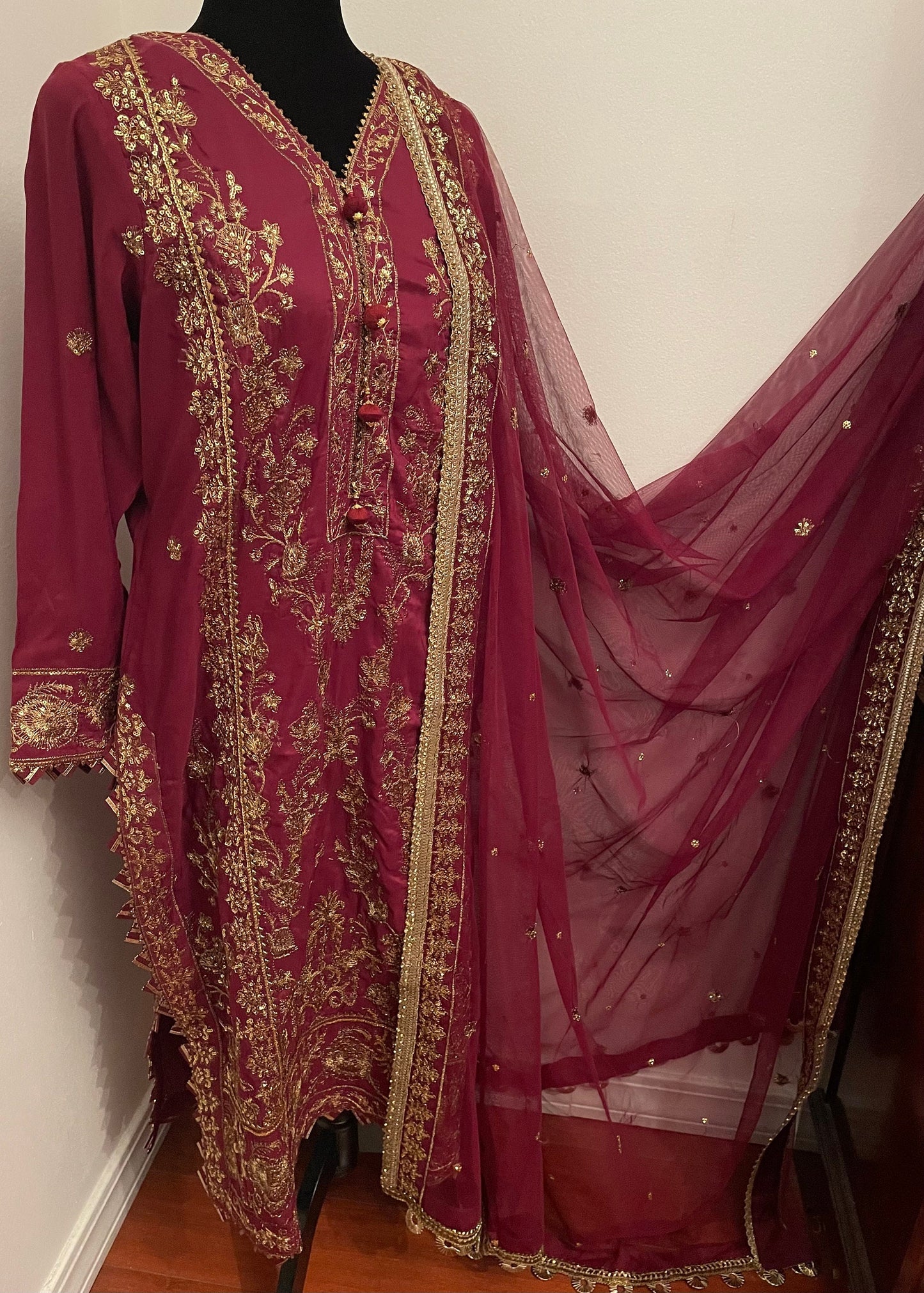 Asim Jofa Original Cotton Silk Embroidered Zari Sitara Collection Pakistani Designer Wear Size Medium
