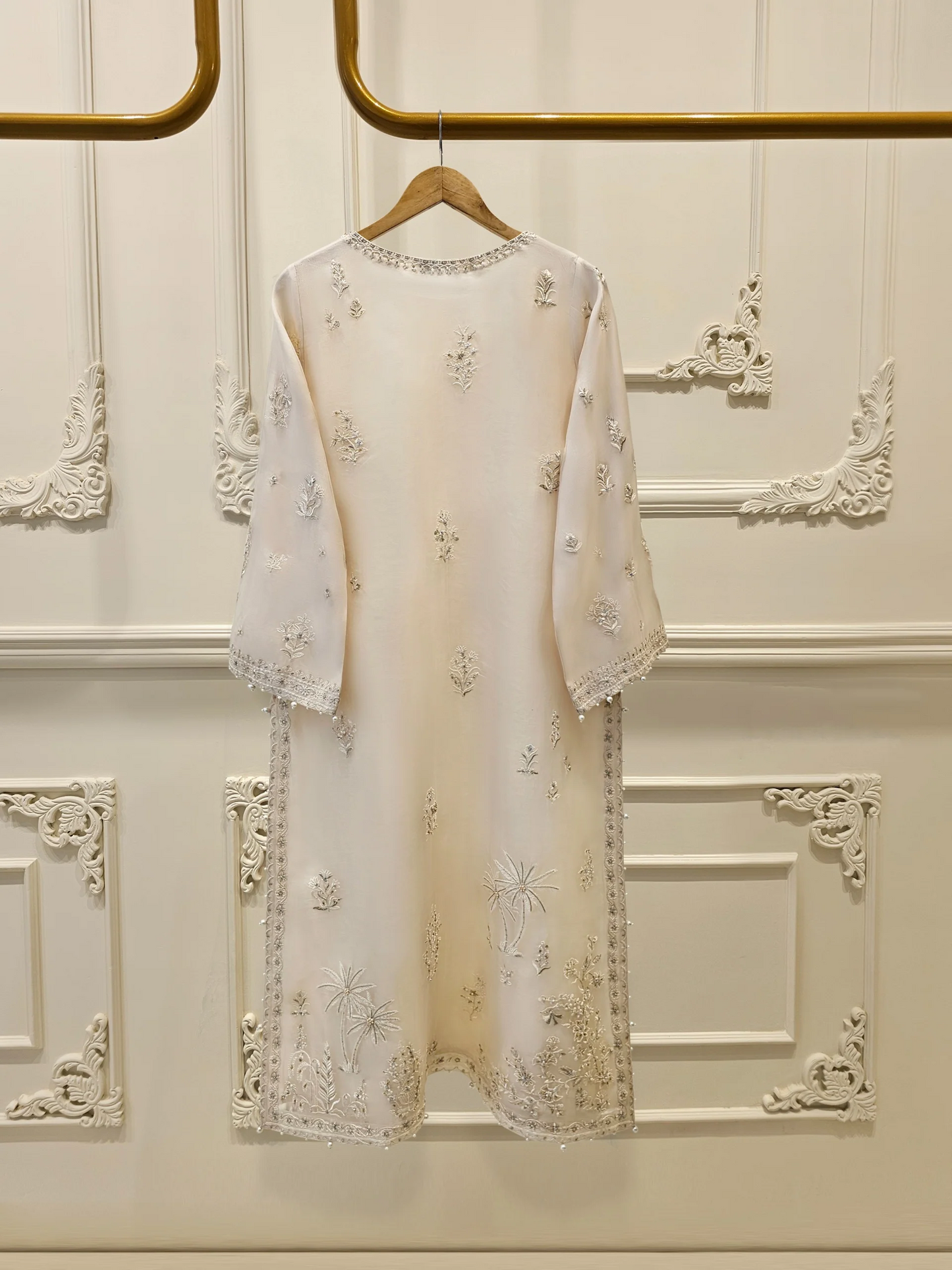 Agha Noor 3 Piece - Pure Organza Embroidered Dress S111613