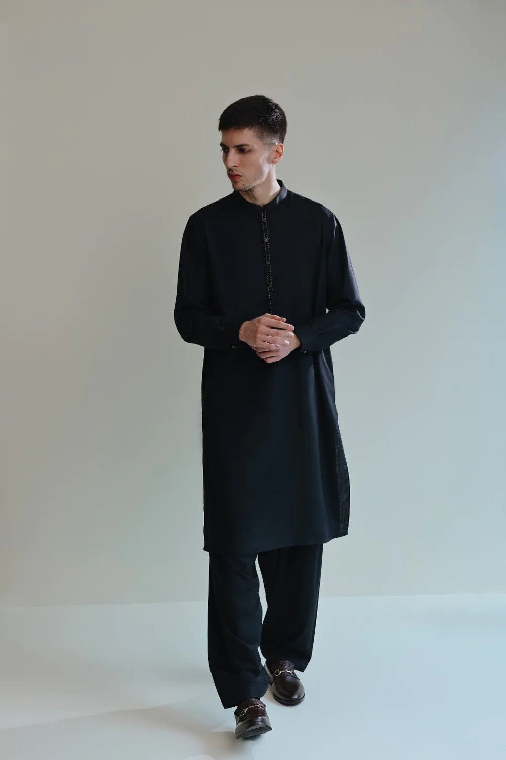 Agha Noor Men's Shalwar Kameez Pakistani Designer Black