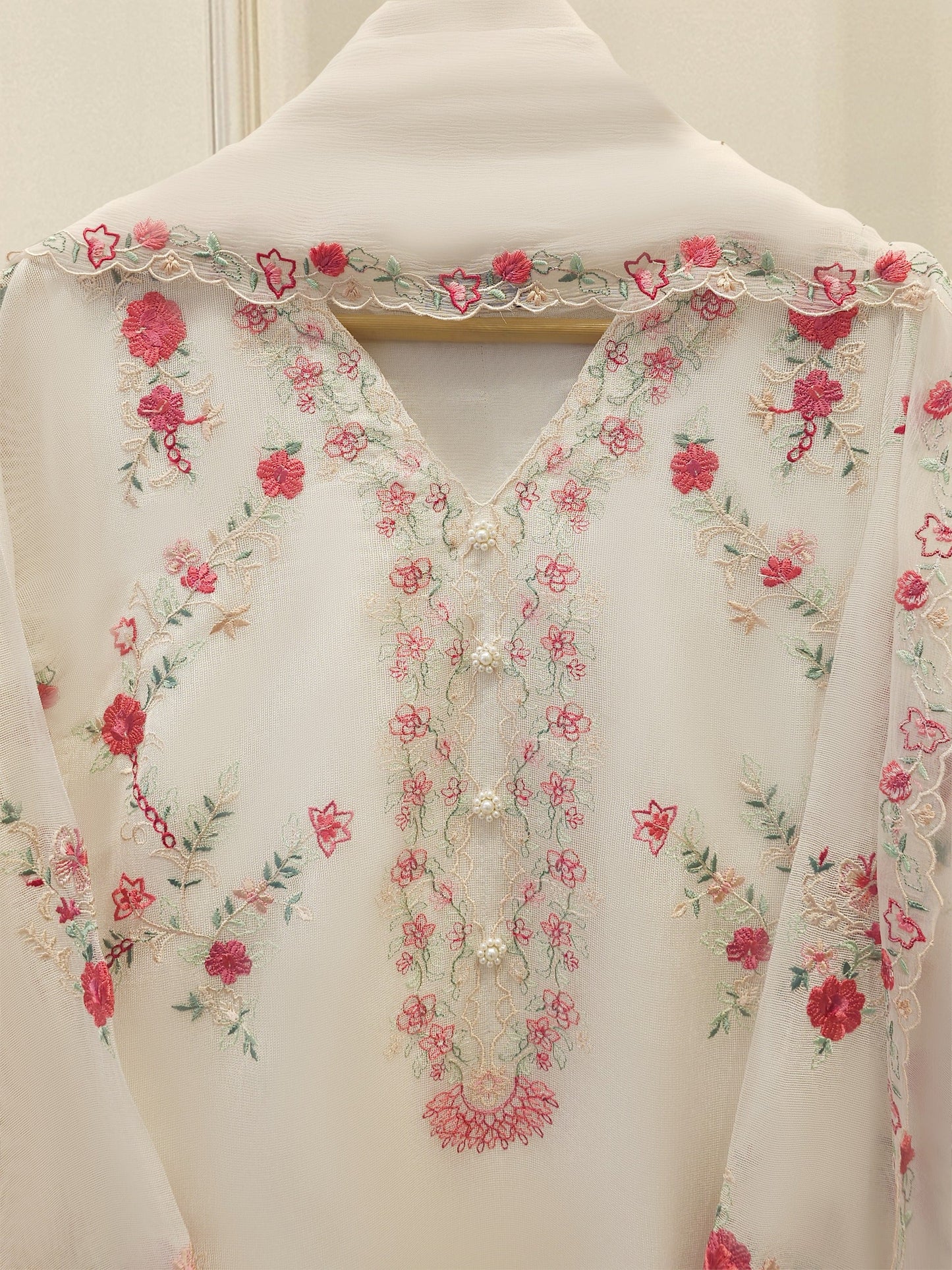 Agha Noor 3 Piece - Pure Embroidered Cotton Net Suit S111969