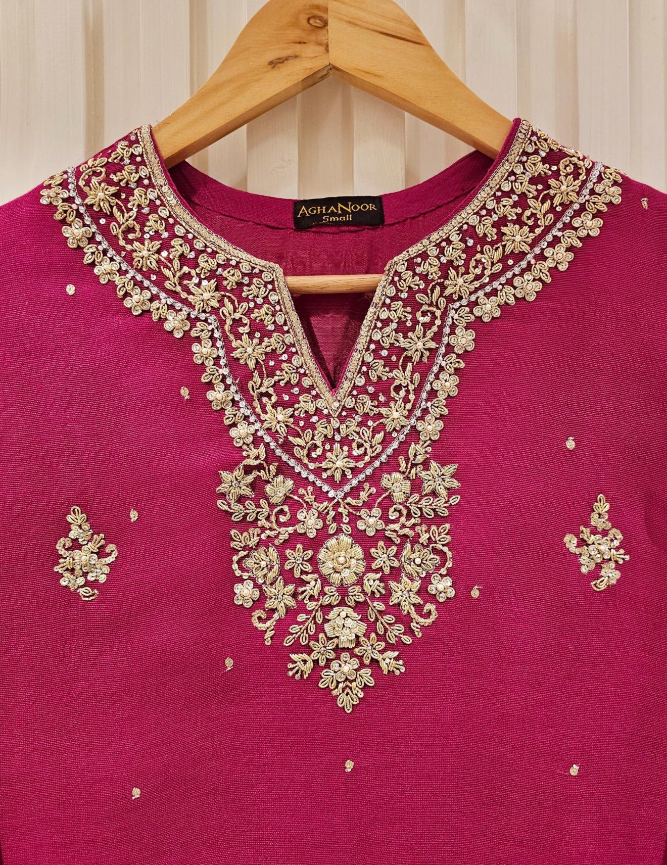 Agha Noor Original Cotton Net 2 Piece Embroidered