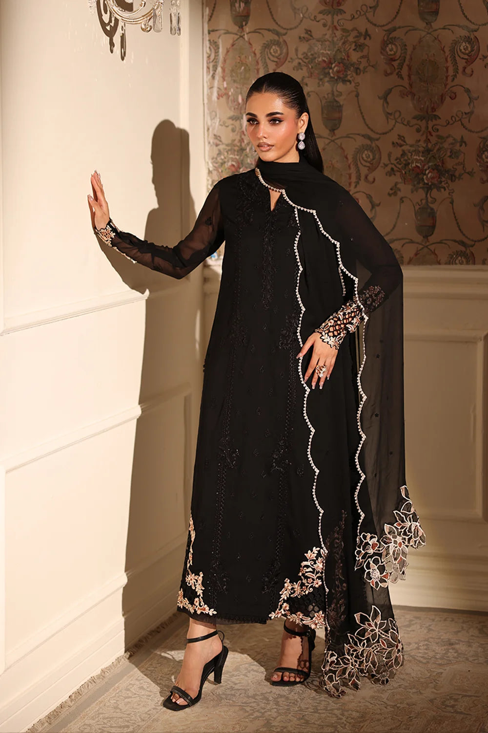 Azure Latest Collection Chiffon Embroidered Dress