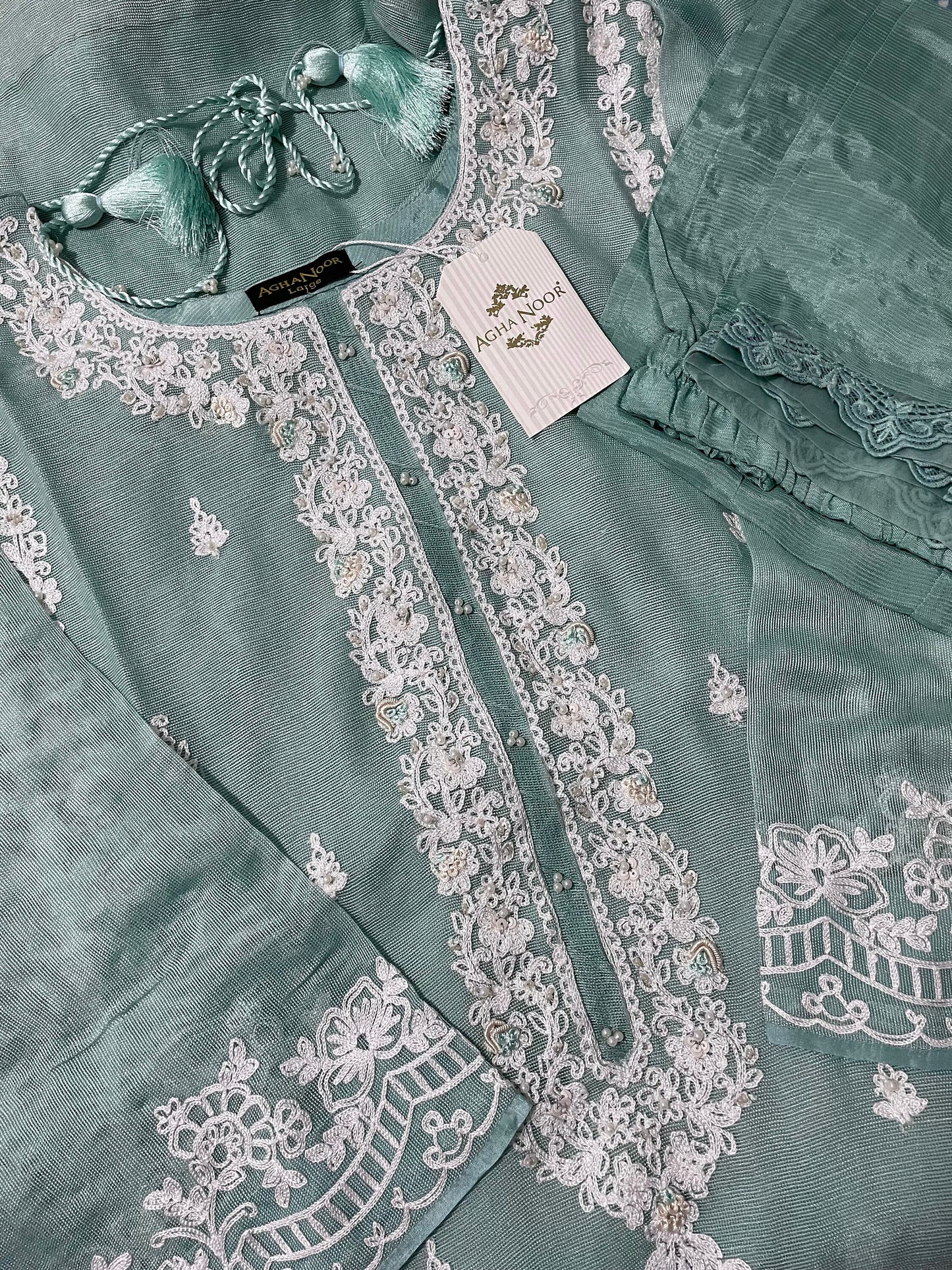 Agha Noor Cotton Net Embroidered Dress