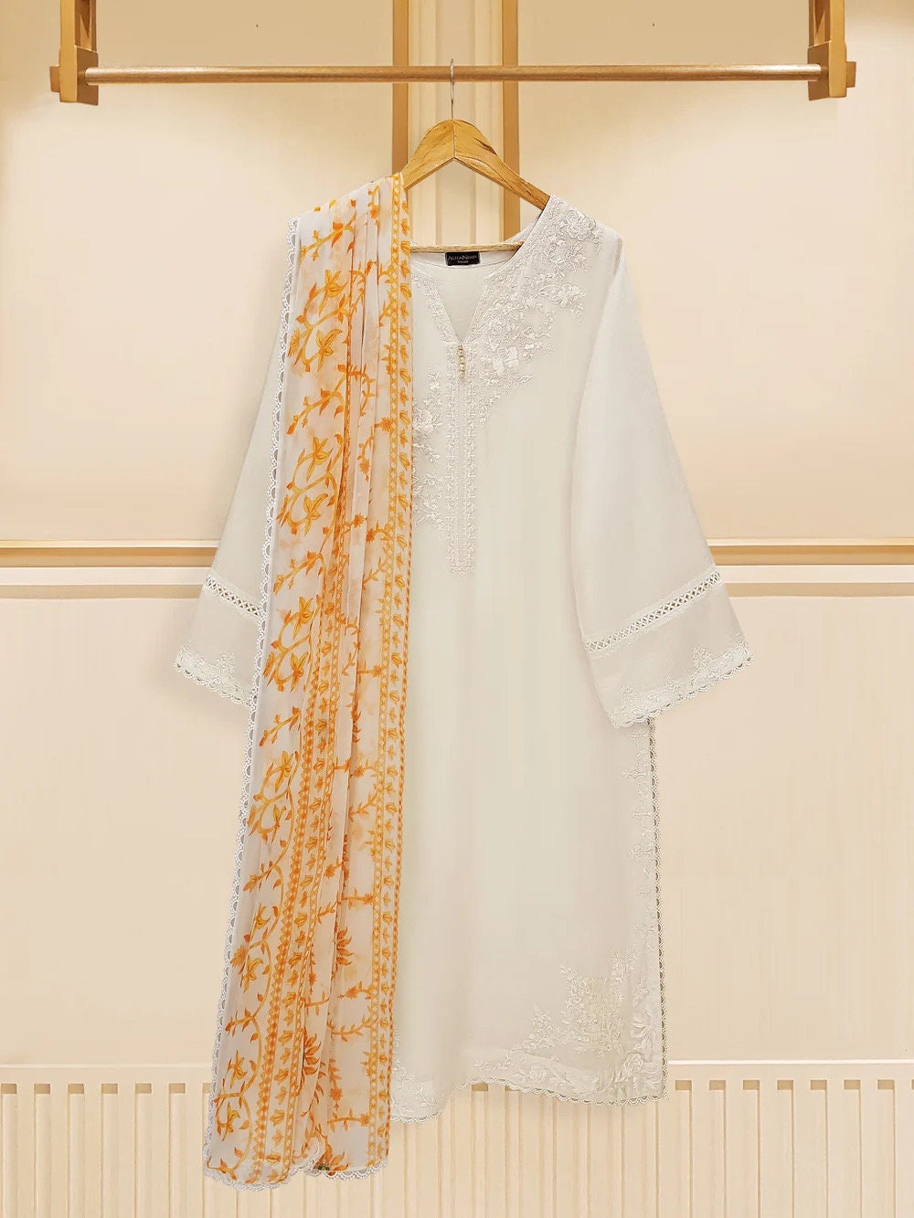 Agha Noor Cotton Net Embroidered Dress