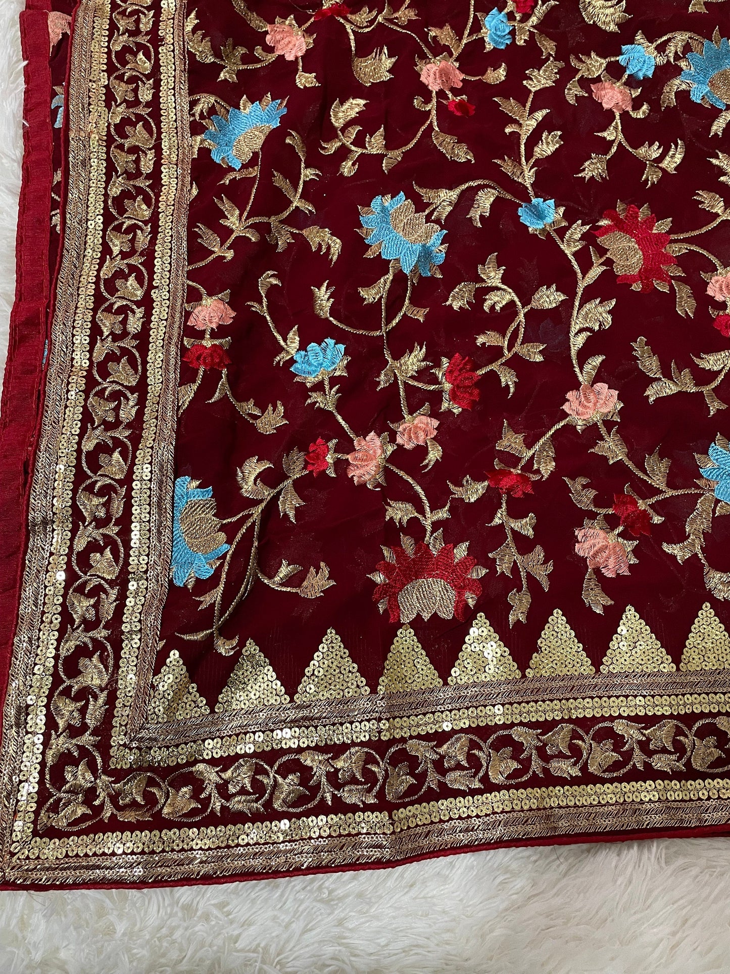 Georgette Heavily Zardosi Embroidered Dupatta