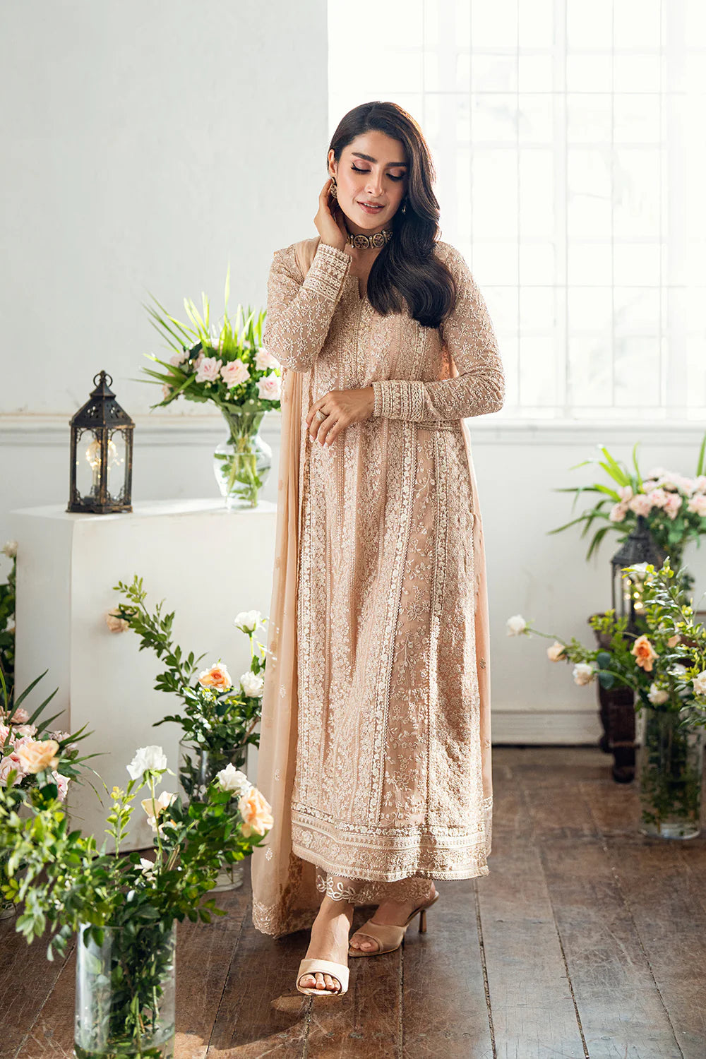 Azure Chiffon Embroidered Dress Latest Collection 2025