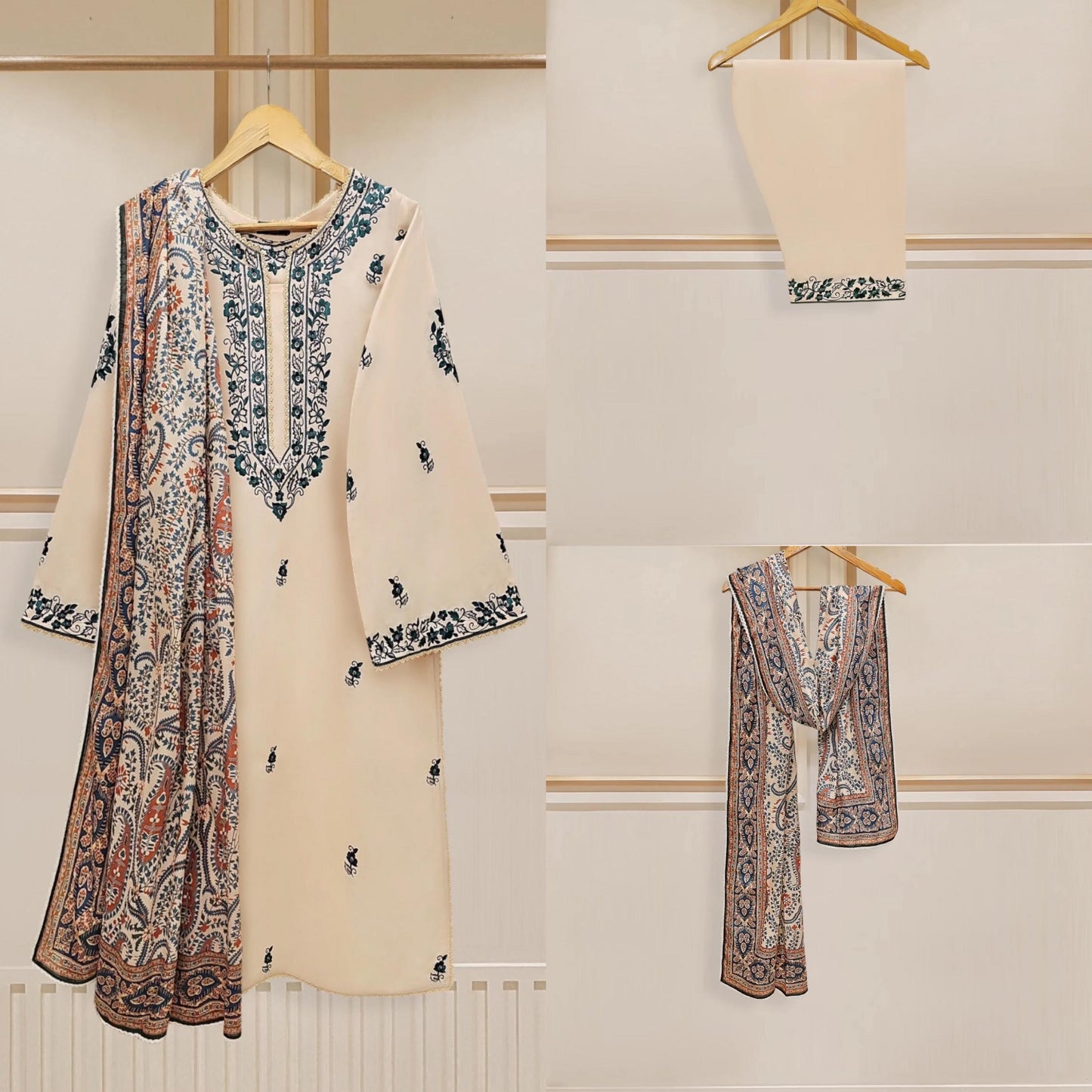 Agha Noor Cambric Cotton Embroidered Dress