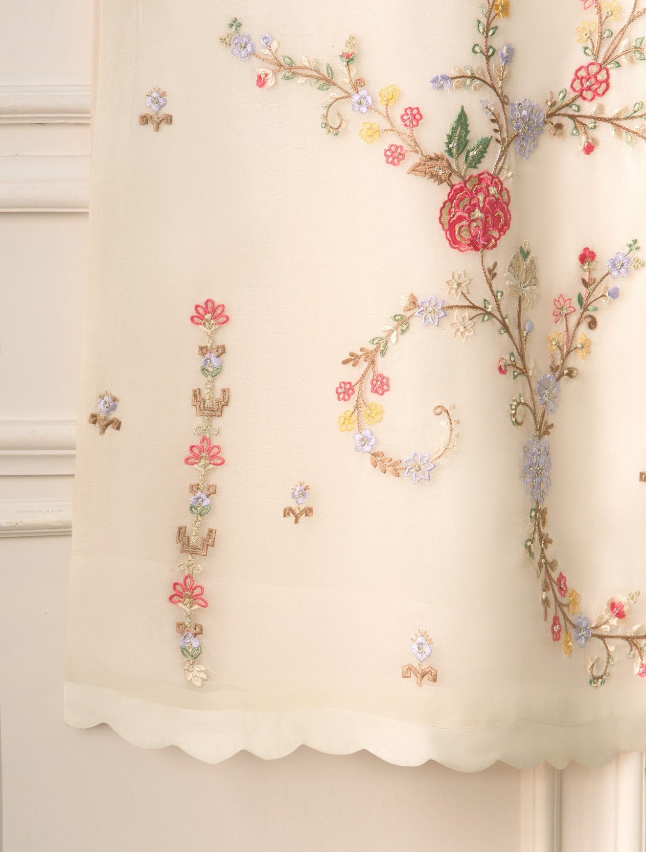 Agha Noor 3 Piece - Pure Organza Embroidered Dress