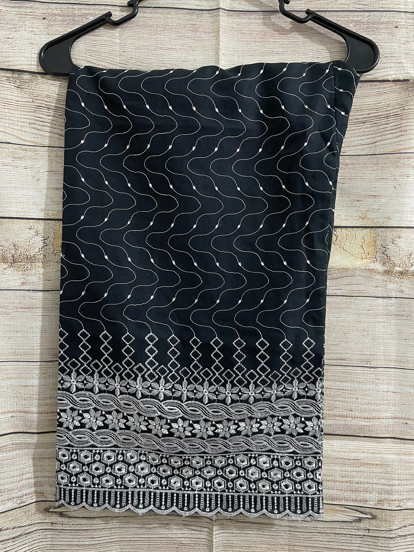 Cotton Lawn Embroidered Chikankari Pant Trouser Black & White